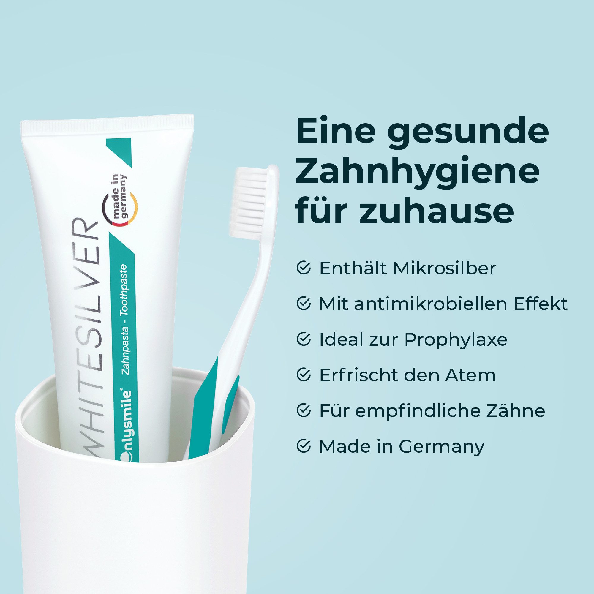 OnlySmile Zahnpasta mit Silber - Optimale tägliche Zahnreinigung für Kariesschutz, (4-St)