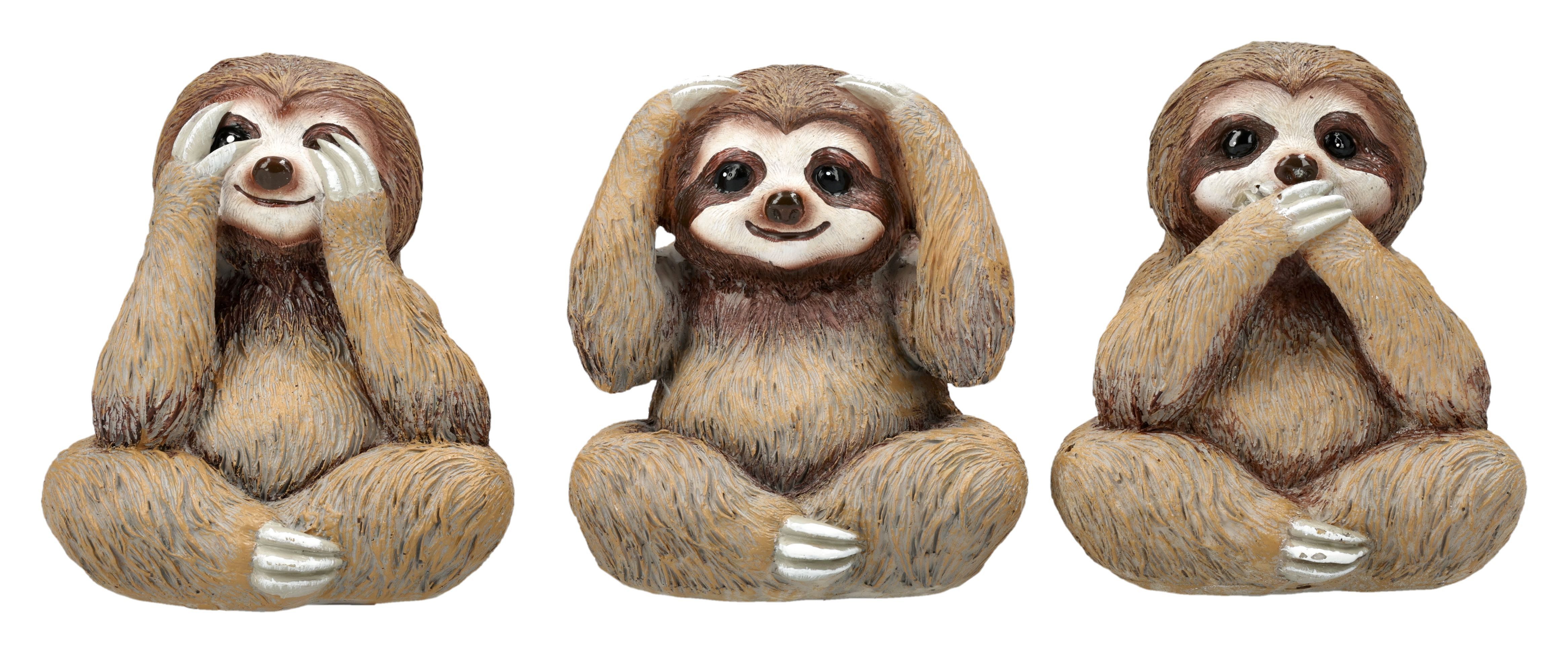 Figuren Shop GmbH Tierfigur Faultier Figuren – 3er Set Statue Nichts sehen hören sagen 8 cm