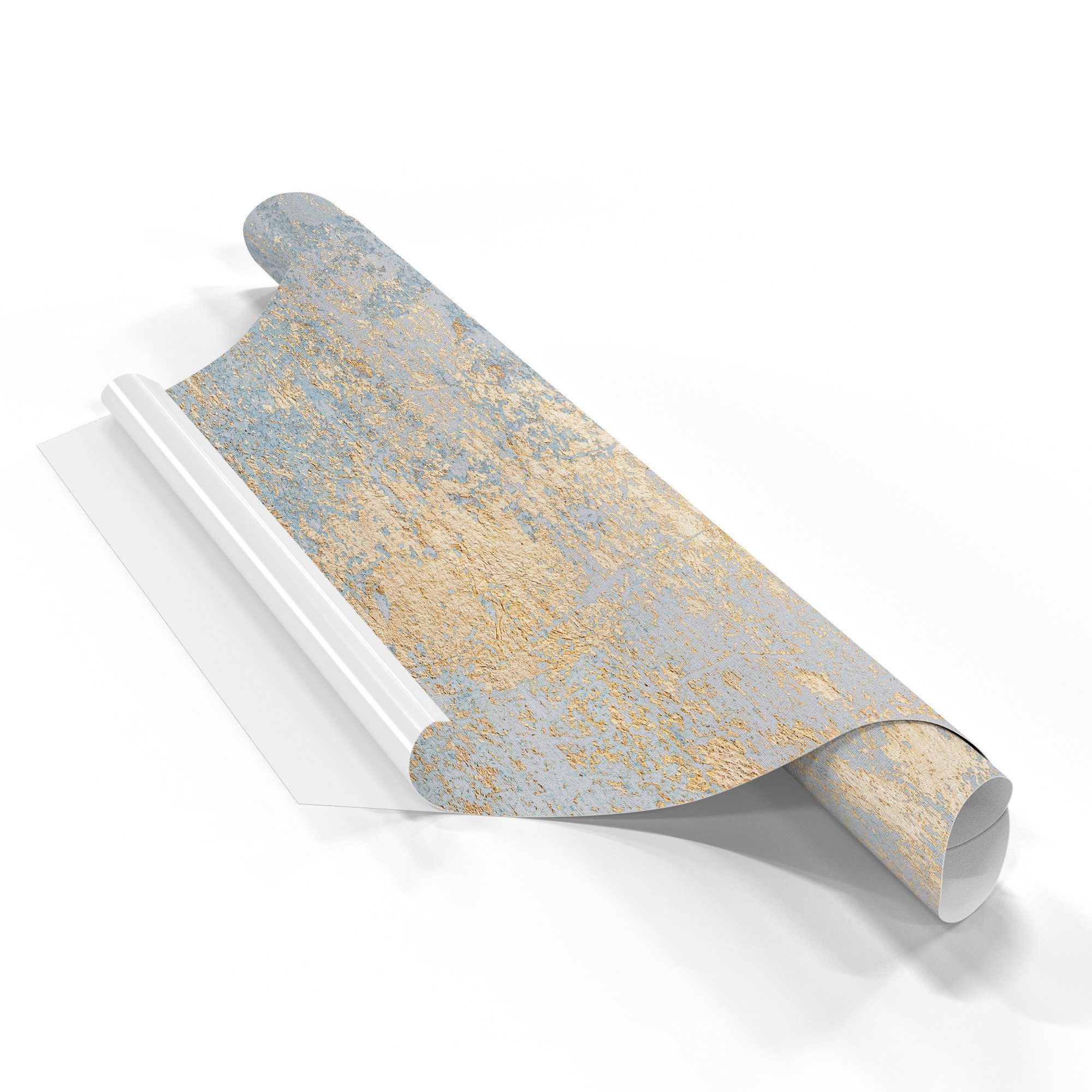 DEQORI Fototapete 'Wand mit Gold-Struktur', Sechseckig, matte Leinwandstruktur, bedruckt, (1 St), selbstklebend Wandtattoo Motiv Wandtapete Wand Sticker Bild Tapete