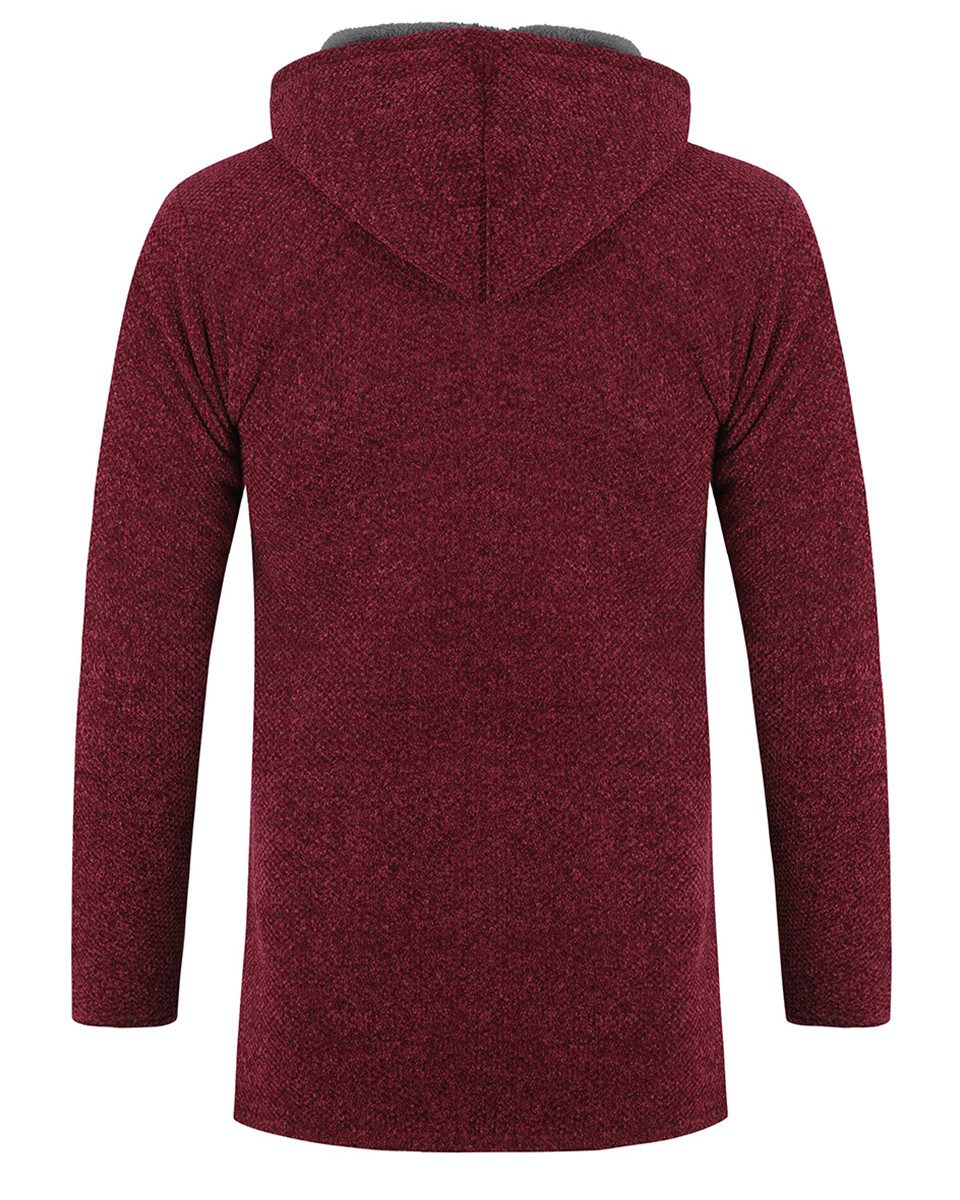 Allthemen Cardigan Herren Strickjacke mit Kapuze Lang Gefüttert Grobstrick Cardigan
