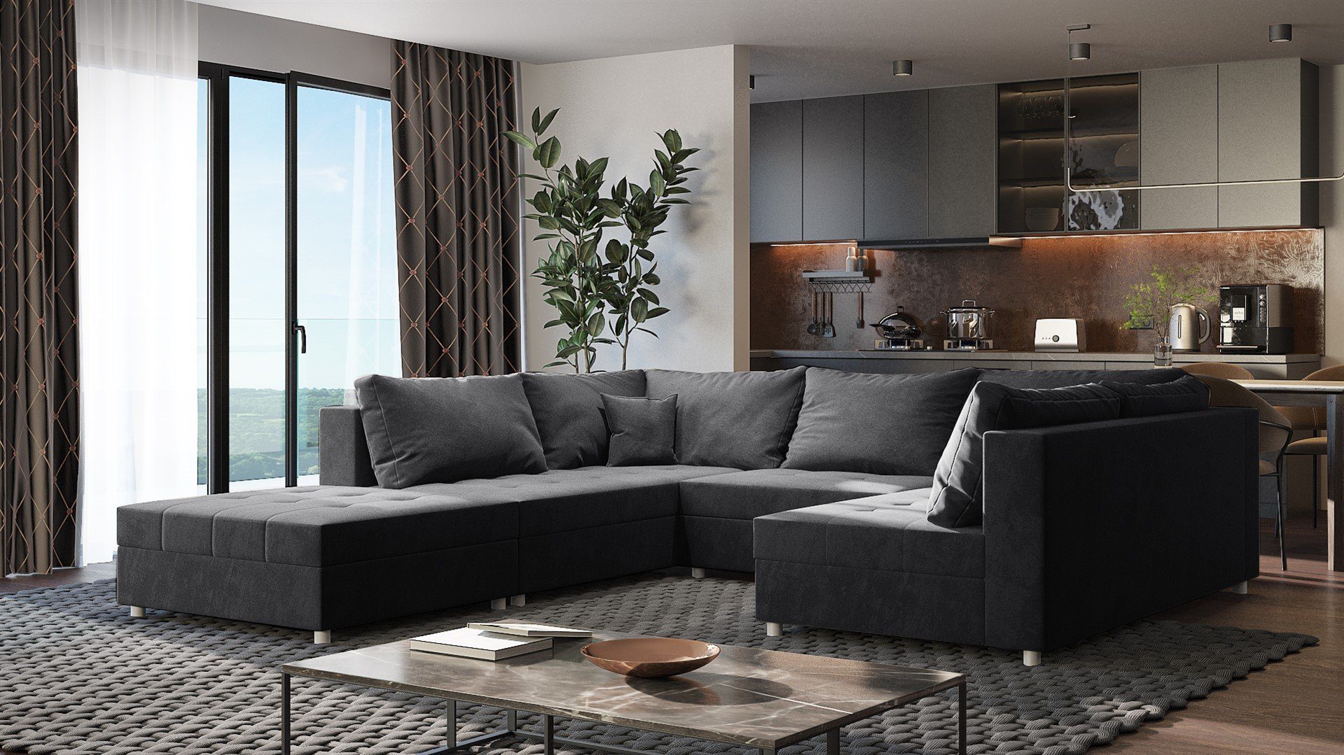 Fun Möbel Wohnlandschaft Sofa U-Form ANDRO, günstig online kaufen