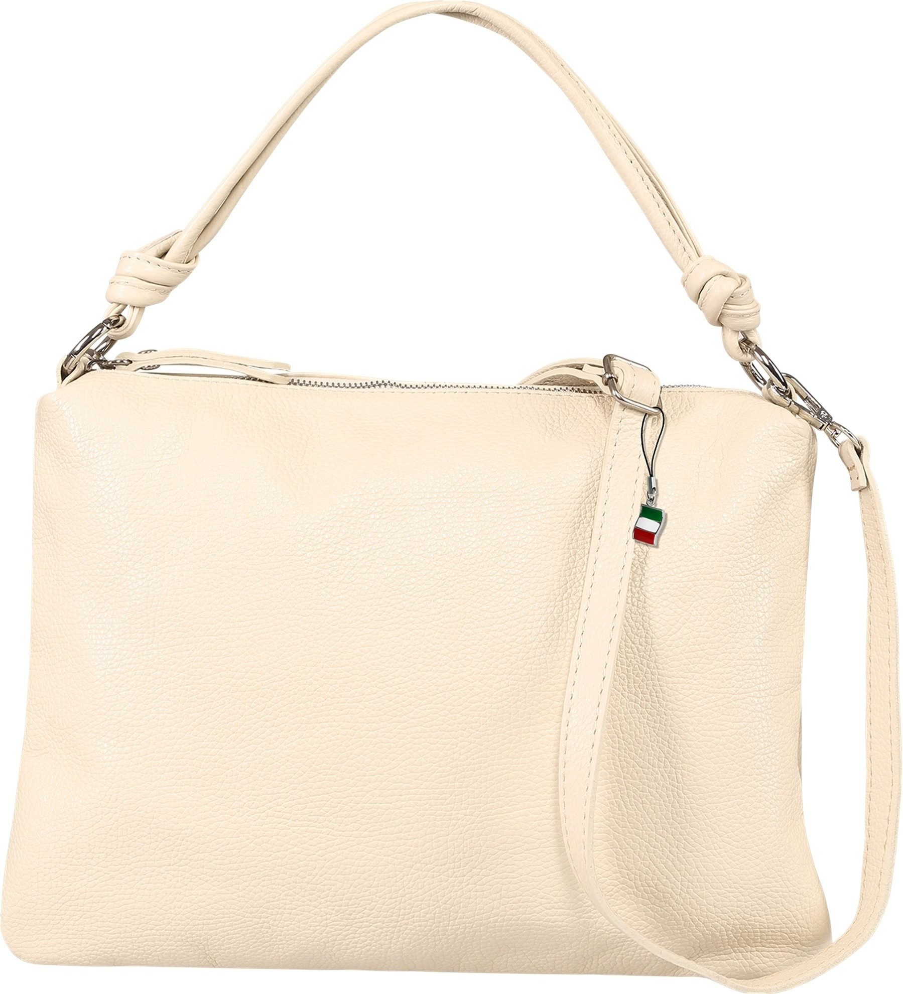 FLORENCE Schultertasche Florence Damen Schultertasche Leder (Schultertasche), Damen Schultertasche Leder, beige ca. 27cm hoch