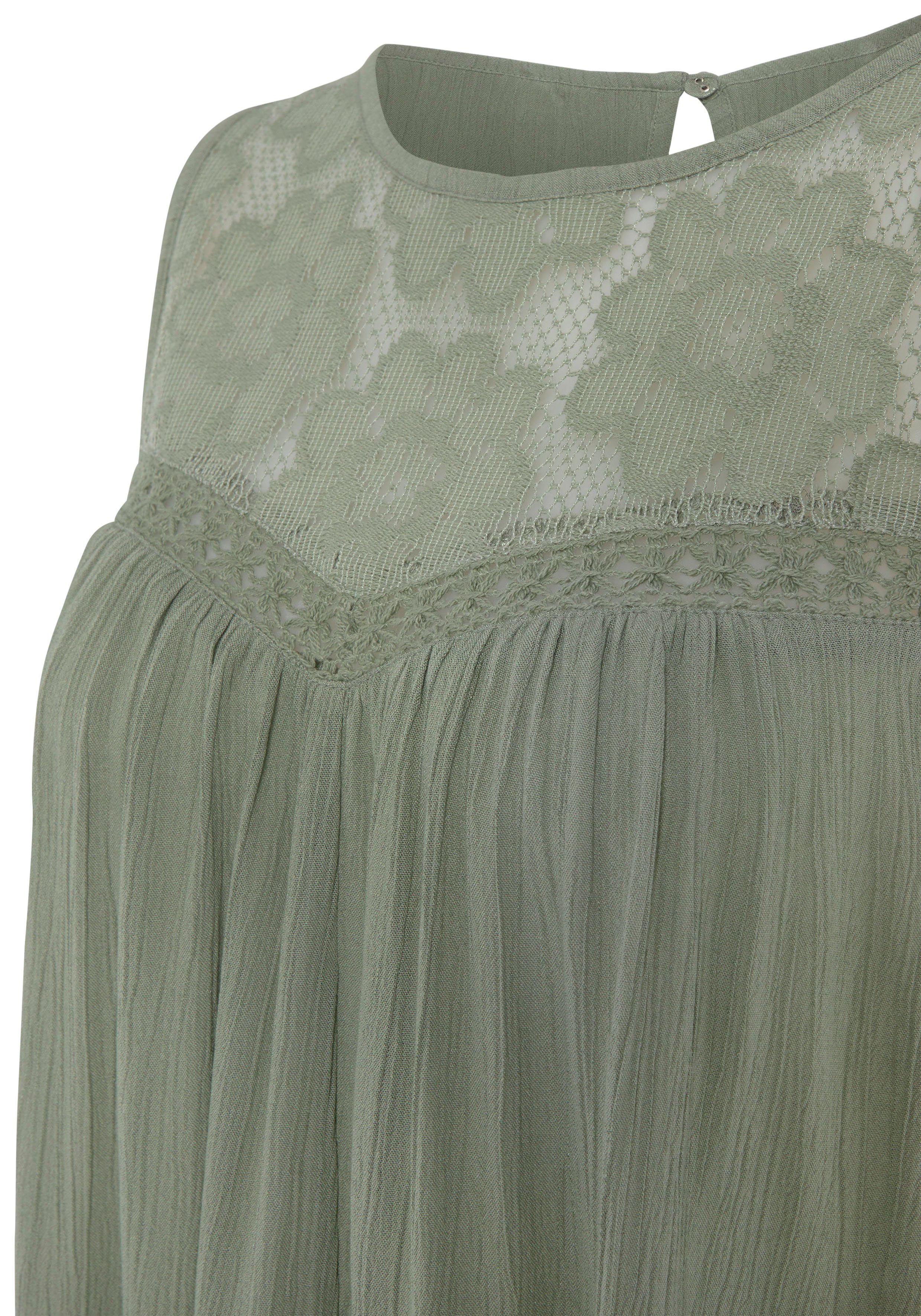 Buffalo Crepebluse mit Spitzeneinsatz, Blusentop, Boho-Style