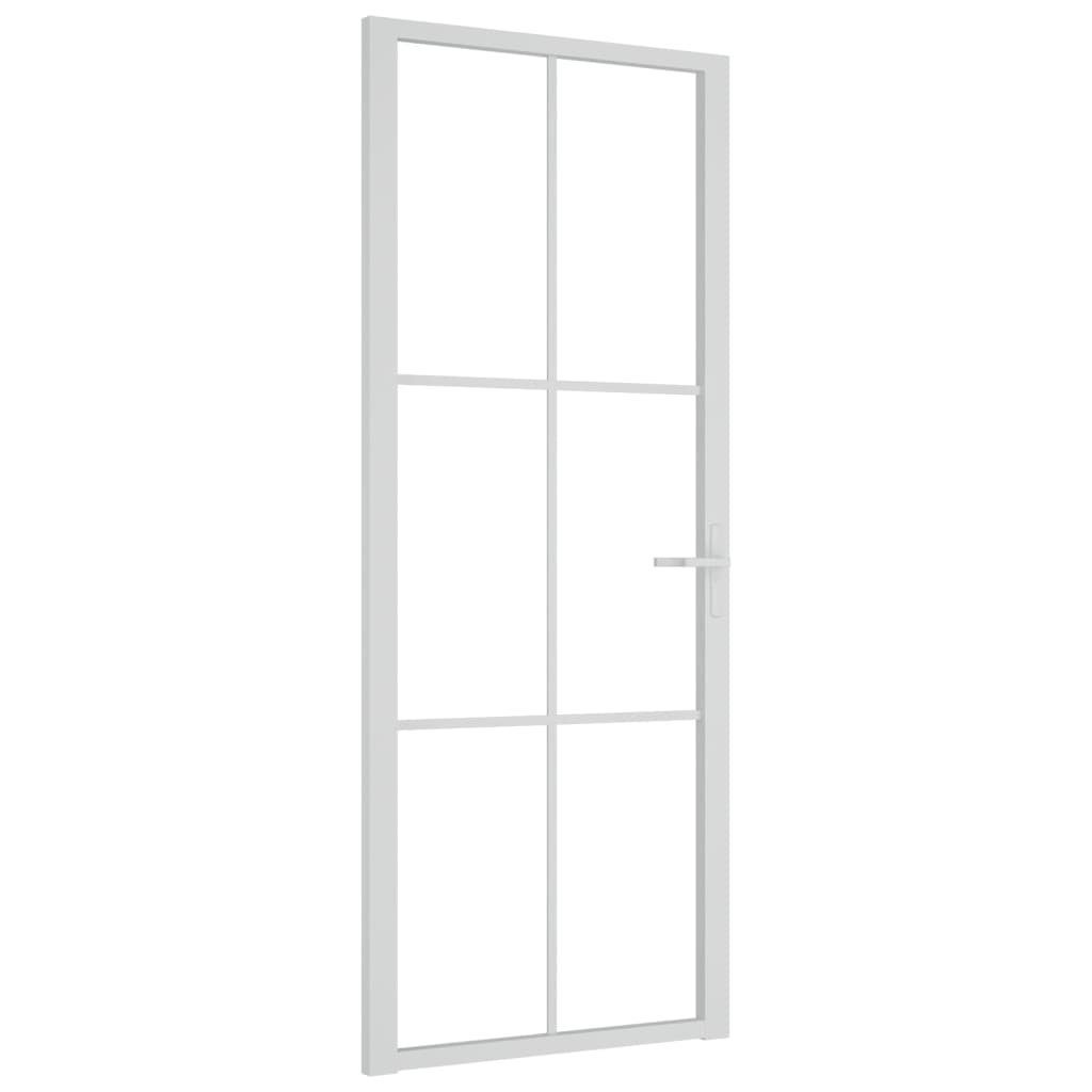 vidaXL Zimmertür Innentür 83x201,5 cm Weiß ESG-Glas und Aluminium Zimmertür Glastür