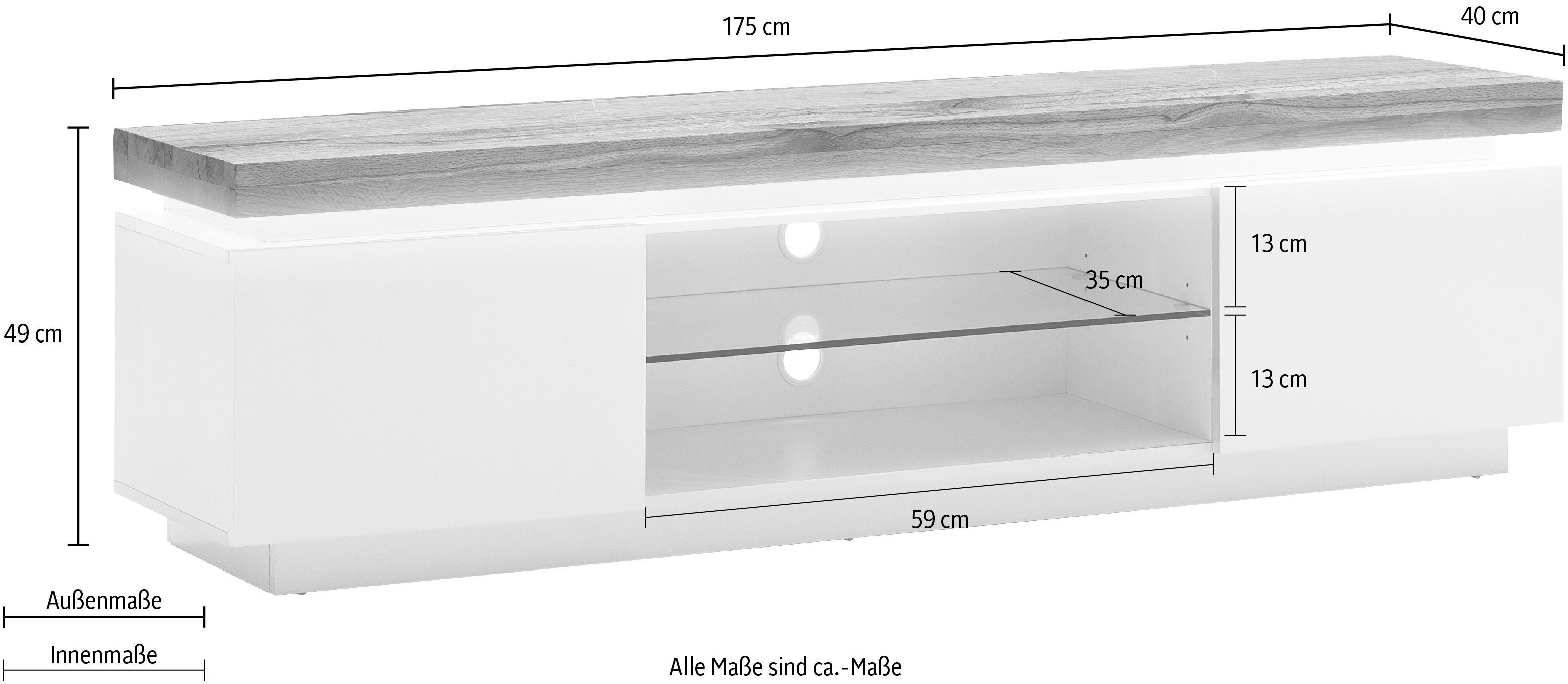 MCA furniture Lowboard Romina, mit LED Beleuchtung weiß dimmbar, inkl. Fernbedienung