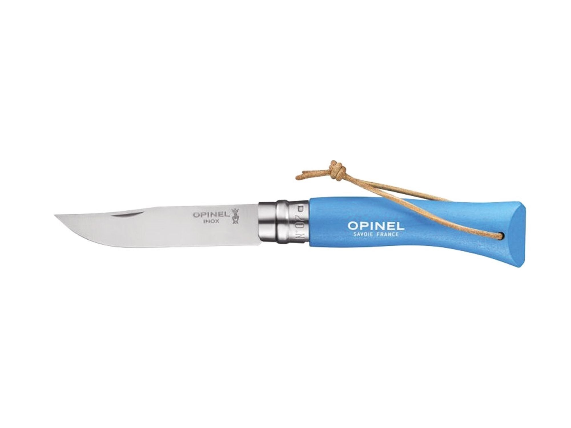 Opinel Taschenmesser Opinel-Messer Nr. 7, Sandvik 12C27, blauer Buchenholzgriff
