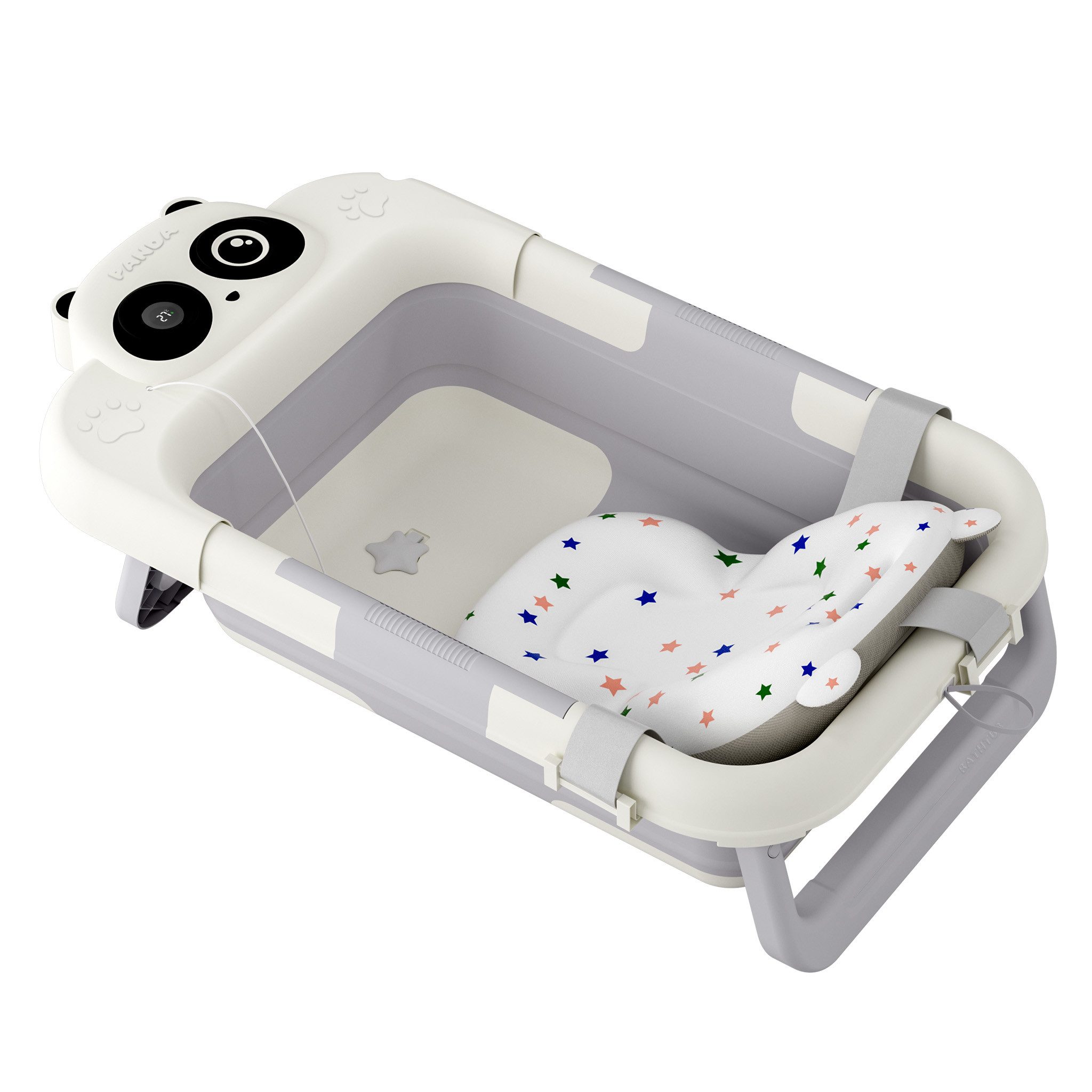 FIVMEN Babybadewanne Faltbare Babybadewanne Mit Badekissen Und Integriertem Thermometer, (Set)