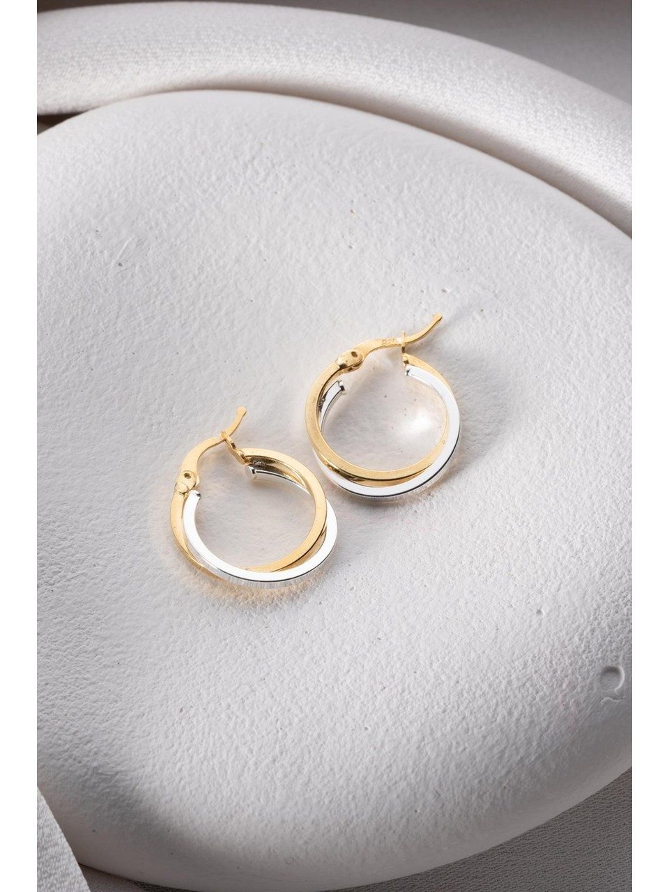 Nisan Ohrring-Set, 925 Sterling Silber Damen Creolen – Bicolor Spiral-Desig günstig online kaufen