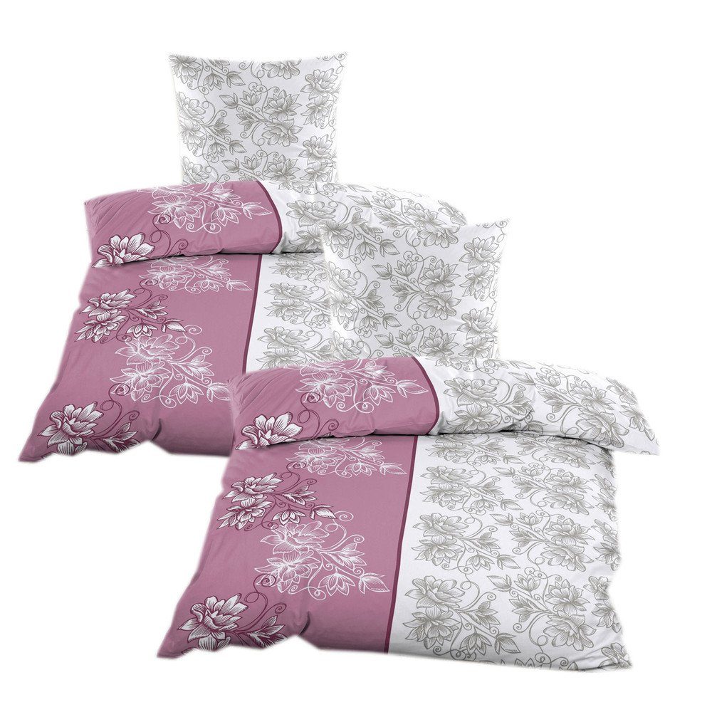 Casa Colori Bettwäsche Renforce 135 x 200 cm 4 tlg. Baumwollmischung mit Re günstig online kaufen