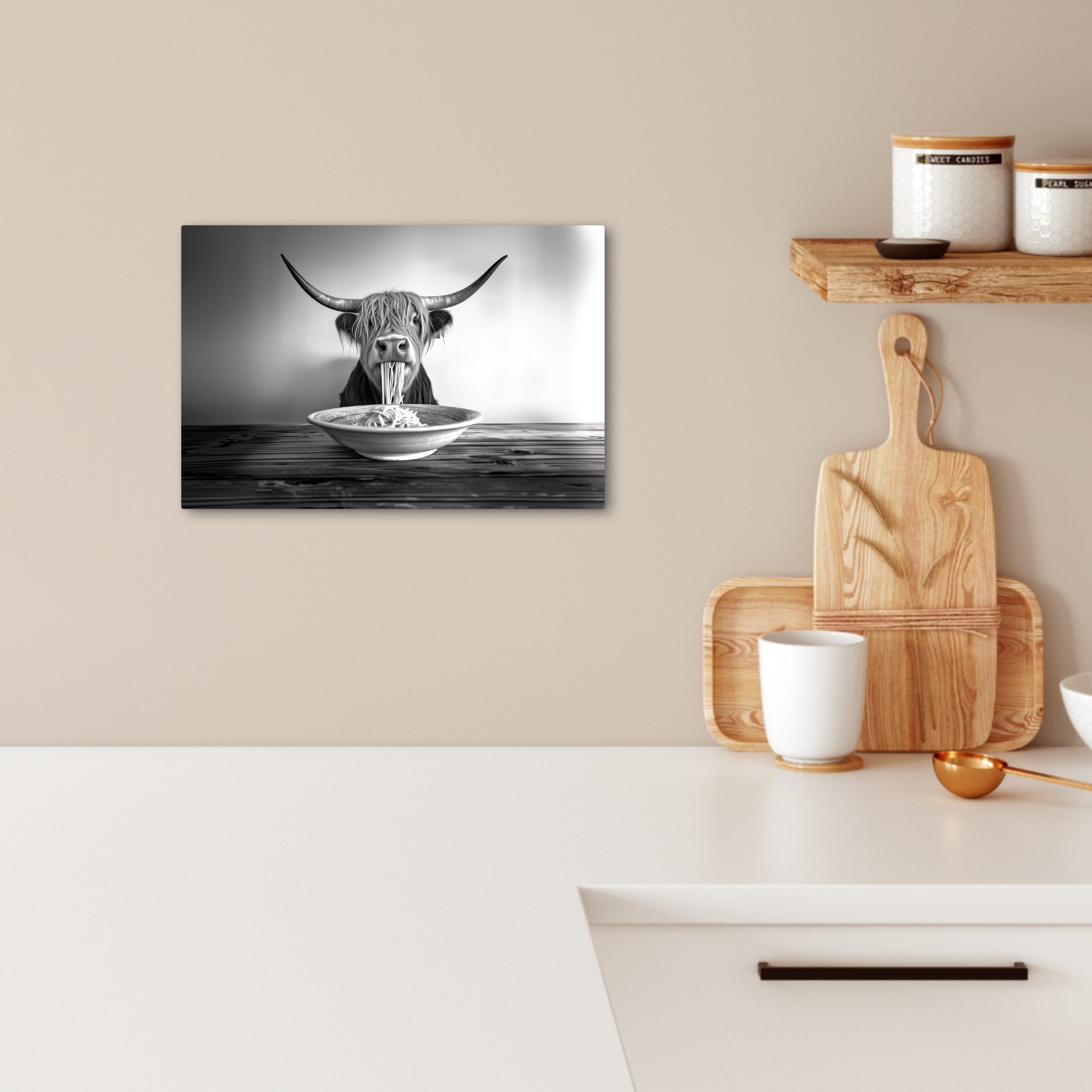 OneMillionCanvasses® Leinwandbild Schottischer Highlander - Spaghetti - Tie günstig online kaufen