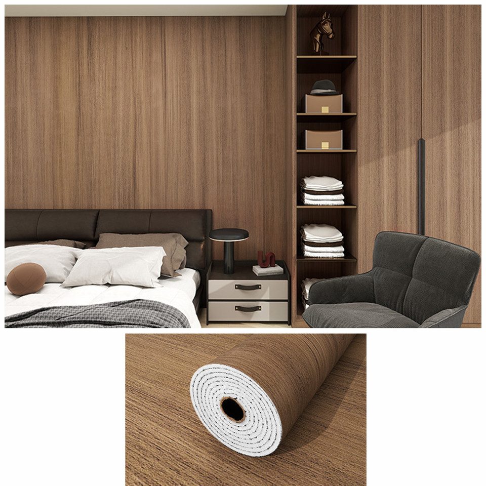 Agger Fliesenaufkleber Selbstklebende Kontaktfolie in Holzoptik für Schränke, Schubladen, und Arbeitsplatten. Dekofolie 300 x 40cm - Zuschneidbar