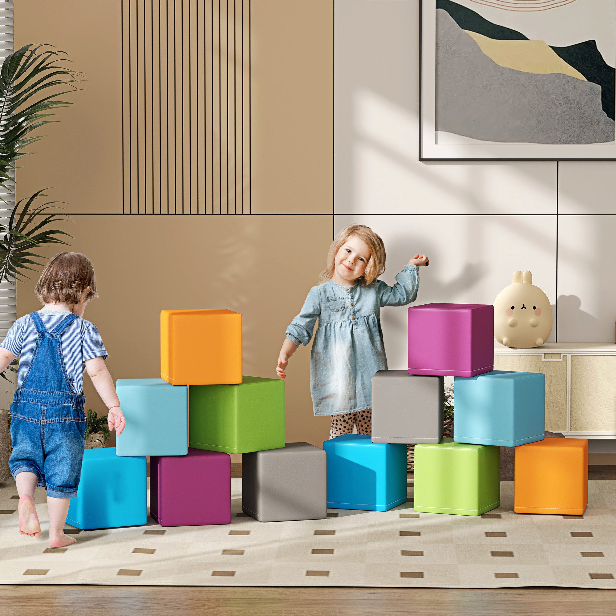 HOMCOM Bauklötze Kunstleder EPE Spielbausteine, (Bauspielzeug, günstig online kaufen