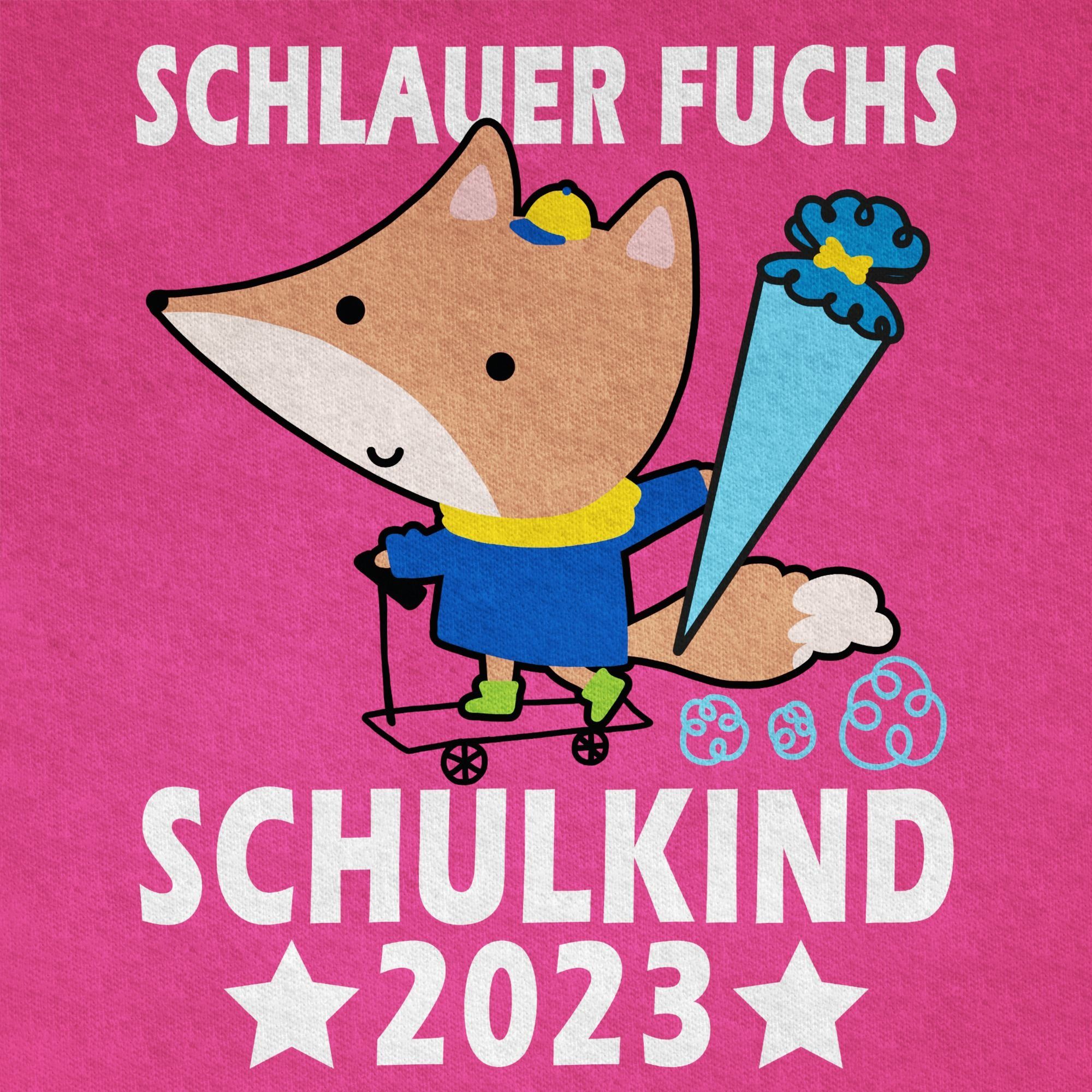 Shirtracer 2023 Schulkind Schulanfang Junge 02 T-Shirt Geschenke Schlauer Fuchsia Einschulung Fuchs