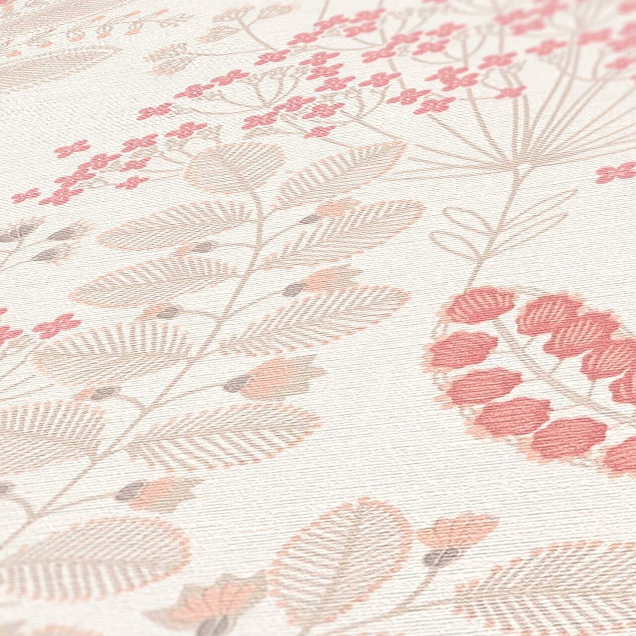 KUNSTLOFT Vliestapete Bloomed Tranquil 0.53x10.05 weiß m, matt, Design lichtbeständige Tapete rosa