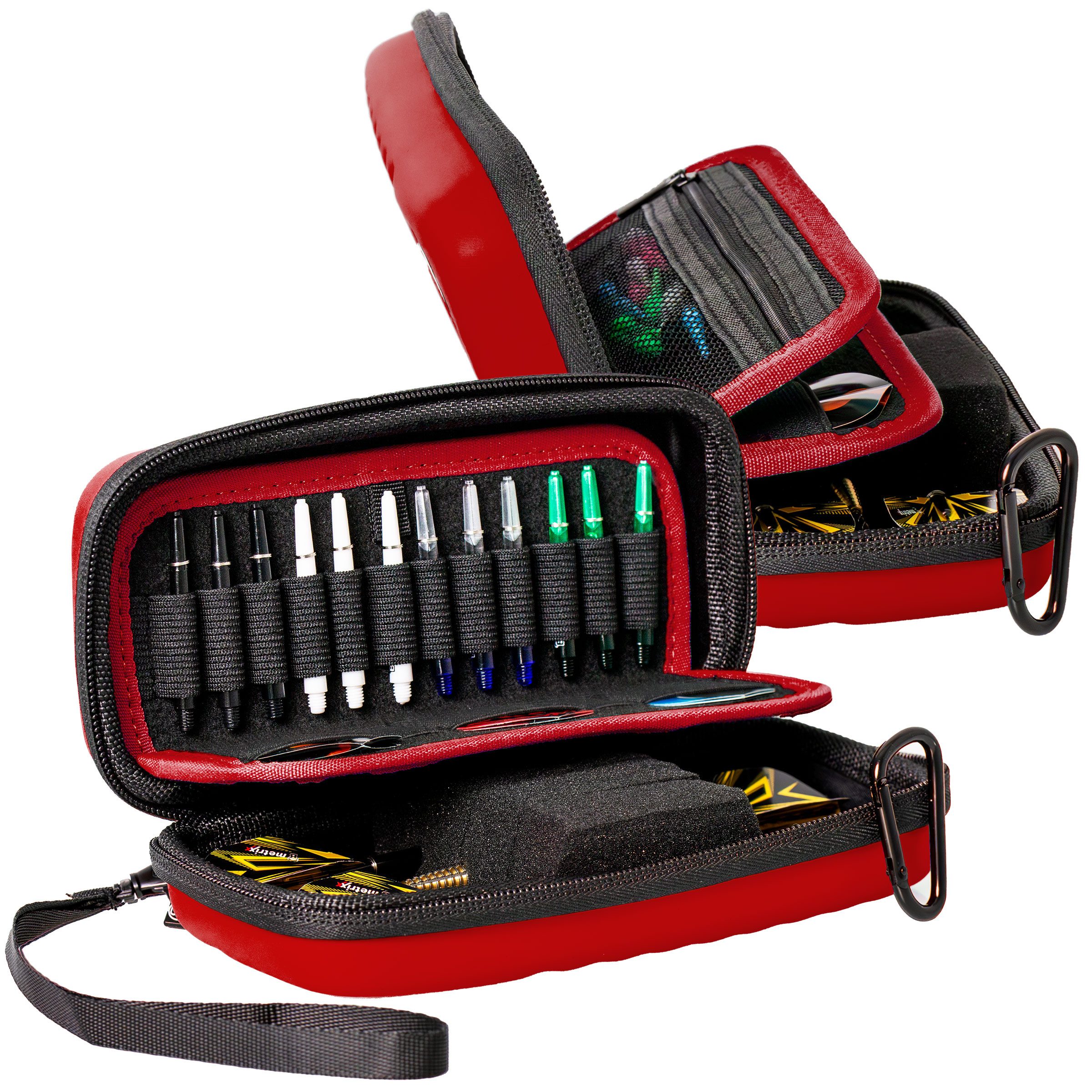 BULL'S Dartpfeil Bull´s Dart Tasche Hardcase Orbis S mit 2 Extraeinteilungen, rot, 190x, Karabiner Inklusive
