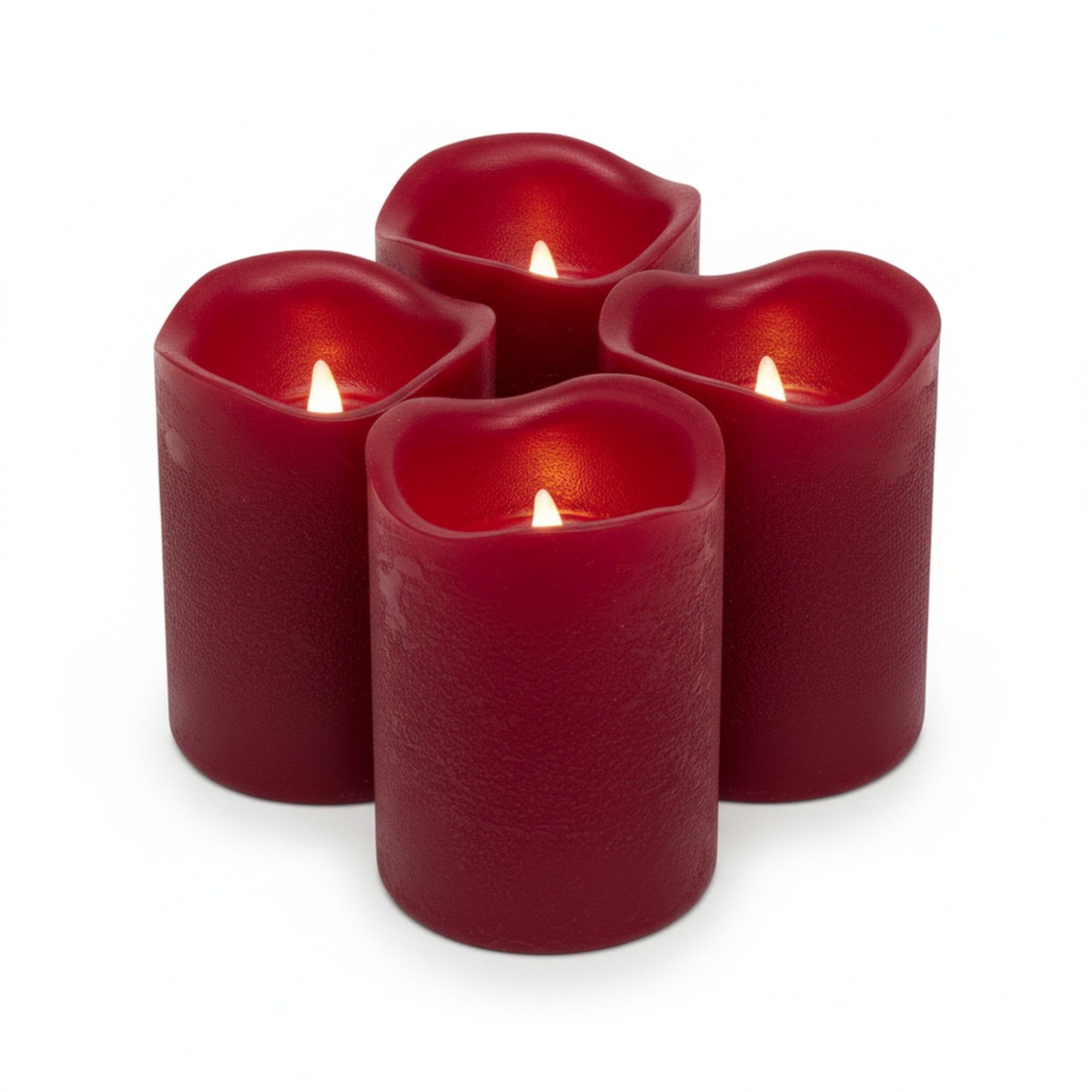 ToCi LED-Kerze 4x LED Echtwachs-Kerze in Dunkelrot Timer Ø 5 x 7 cm günstig online kaufen
