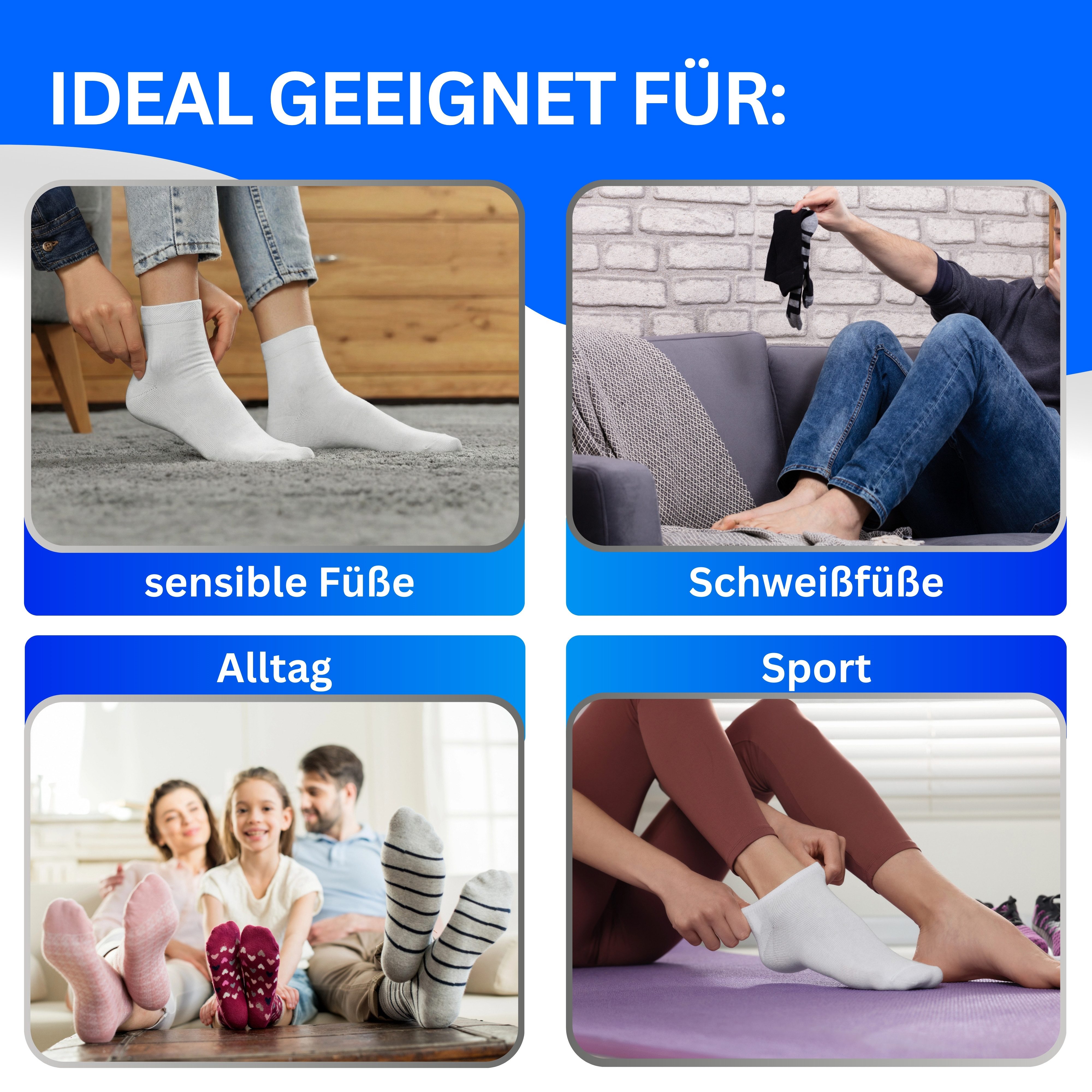MEDOLY Komfortsocken Bambus Quarter-Socken gegen Schweißfüße, mit 72% Viskose (9 Paar) aus Bambus-Zellstoff – Bild 5 von 5