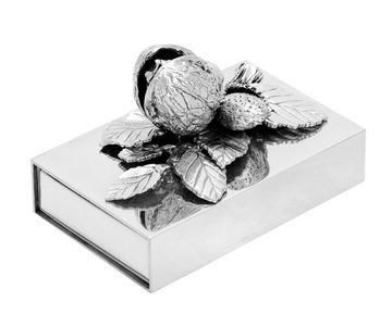 Brillibrum Etui Edle Zinn Streichholz-Box mit dekorativer Figur Nüsse Streichholzschachtel aus Metall mit Zündhölzer