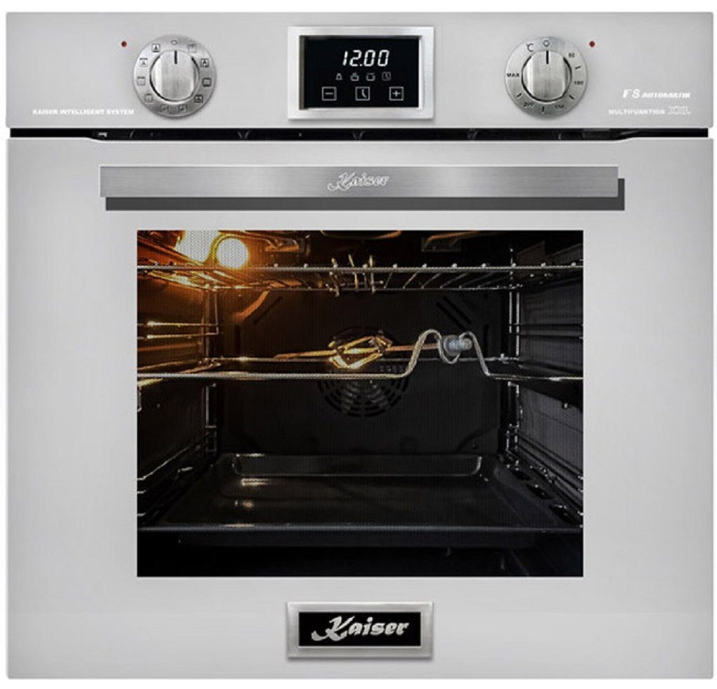Kaiser Küchengeräte Backofen-Set EH 6326 W+KCG 6380 W/..., mit 1-fach-Teleskopauszug, Elektro Einbau Backofen, Autark, 79L,10 Funktionen+Gas-Kochfeld 60 cm