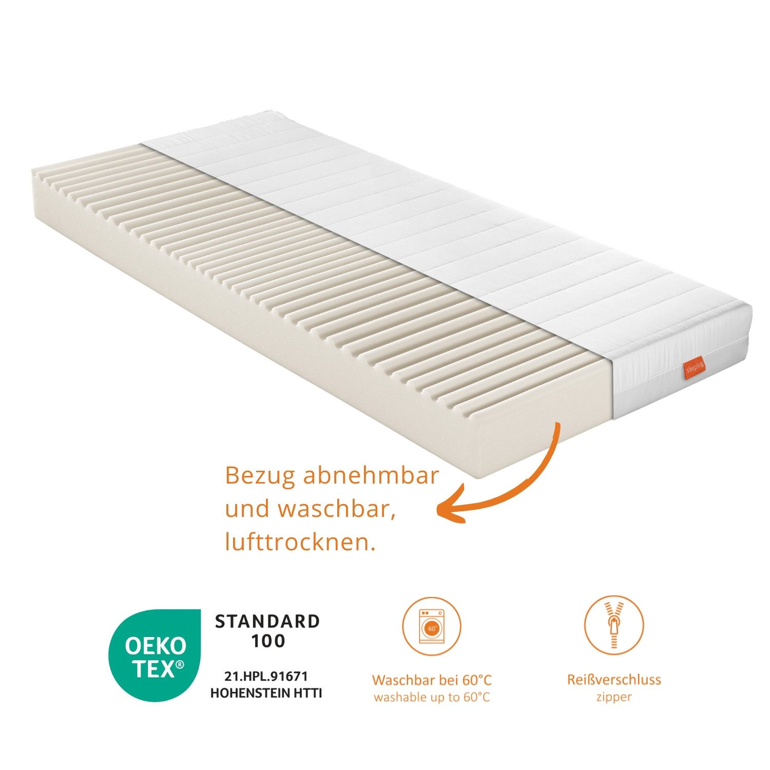 Kaltschaummatratze mit 7-Zonen und zwei unterschiedlich festen Liegeseiten, sleepling, beidseitig nutzbar (H2/H3), ergonomisch optimiert & atmungsaktiv