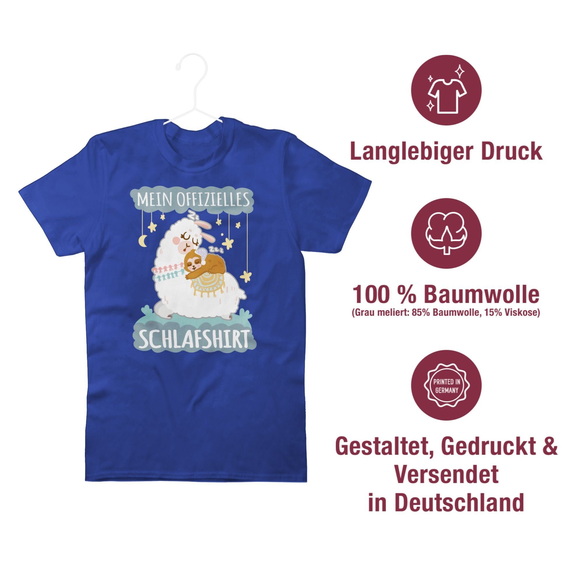 Shirtracer T-Shirt Mein offizielles Faultier grau Royalblau und Lama Schlafshirt 02 Sprüche - Statement 