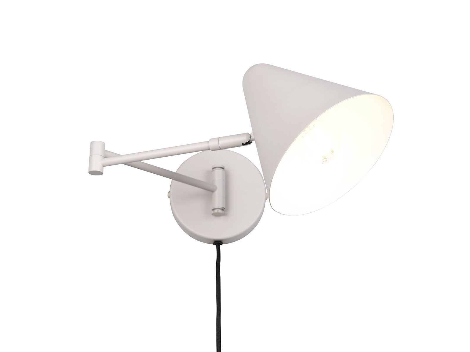 TRIO Leuchten LED Wandleuchte mit Schalter, Stecker & Kabel, Höhe 16cm, dimmbar, LED wechselbar, Warmweiß, Schwenkarm Ausladung max. 54cm, Wandlampe, Leselampe inkl. E14 LED