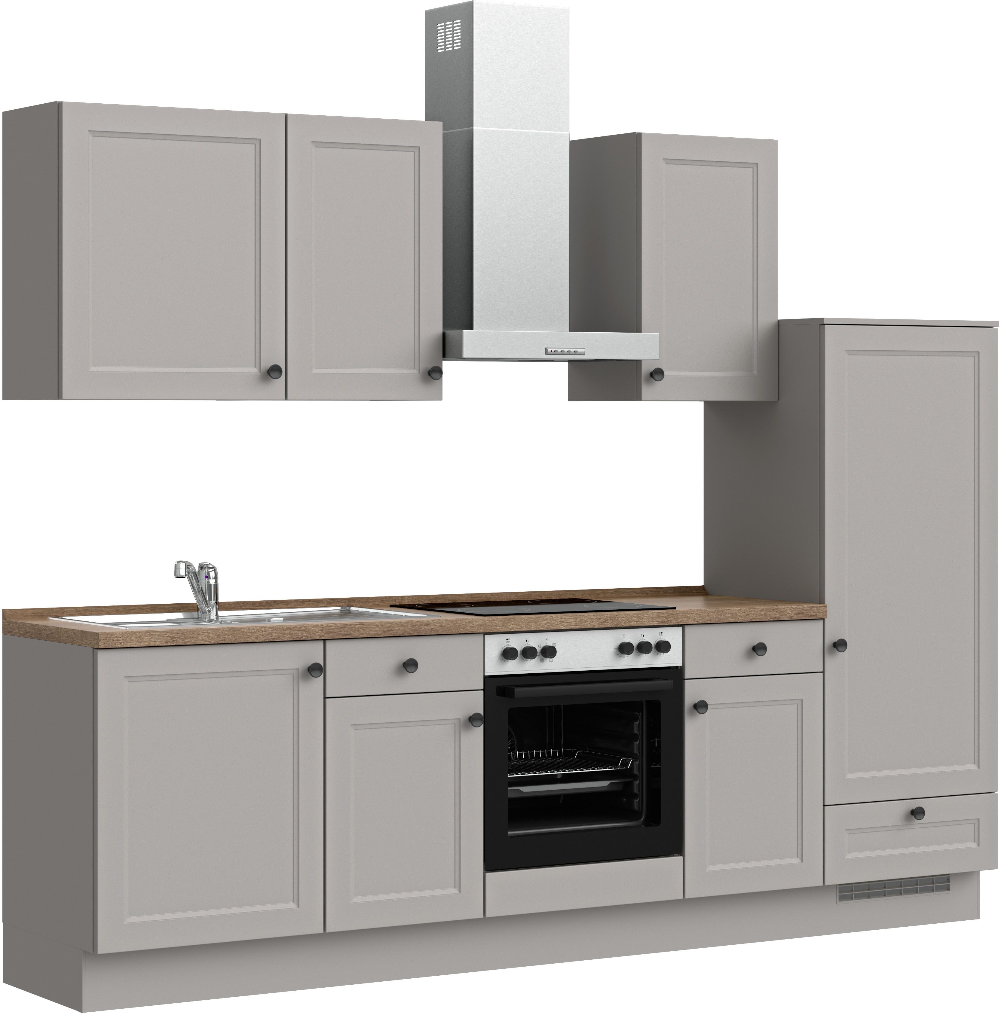 nobilia® Küche "Cascada I", NEU: individuell anpassbar mit gratis Profi-Beratung, vormontiert, Breite 270 cm, Ausrichtung wählbar, wahlw. mit E-Geräten