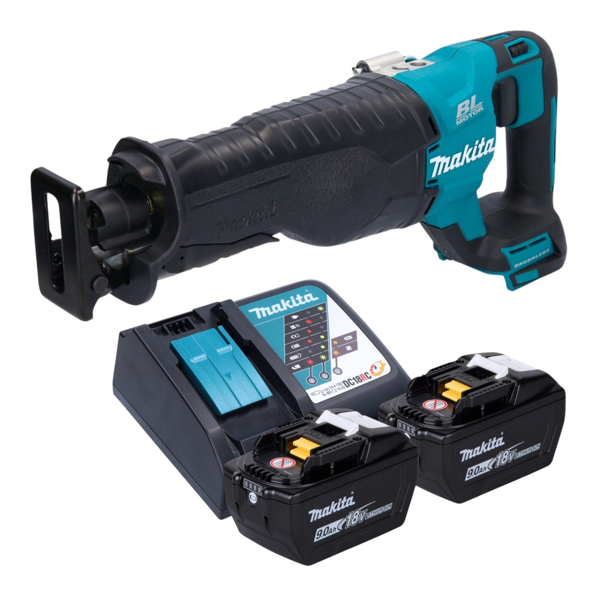 Makita Akku-Reciprosäge DJR 187 Z Säbelsäge 18 V Brushless + 2x Akku 9,0 Ah + Ladegerät