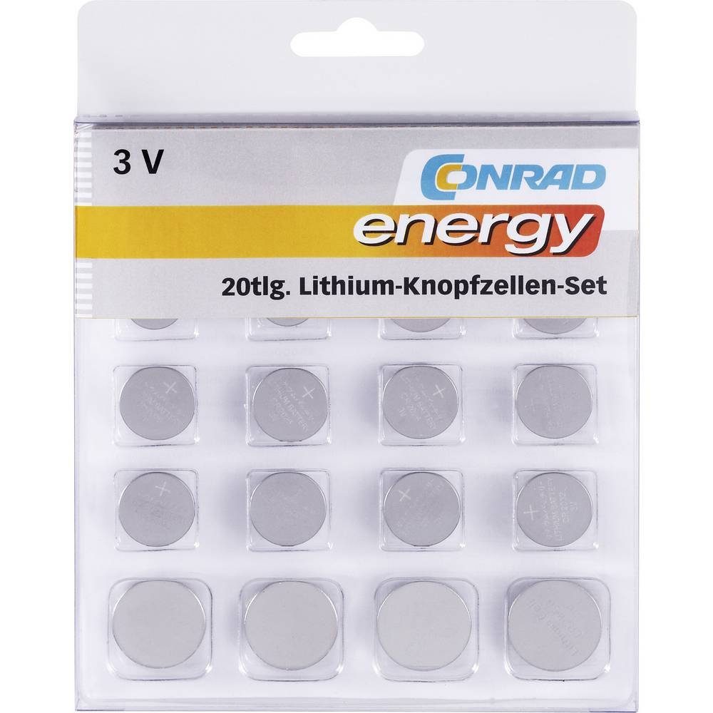 Conrad energy 20tlg. Lithium-Knopfzellen-Set 650675 Knopfzelle