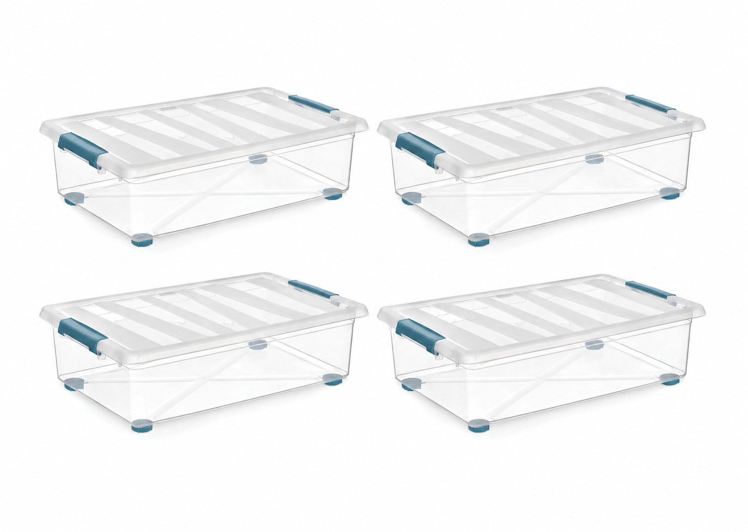 ONDIS24 Allzweckkiste Katla 28l Aufbewahrungsbox Rollbox Unterbettboxen Ordnungssystem (4 St), transparentes Design, mit 4 Rollen - 360° drehbar, mit 2 Griffen