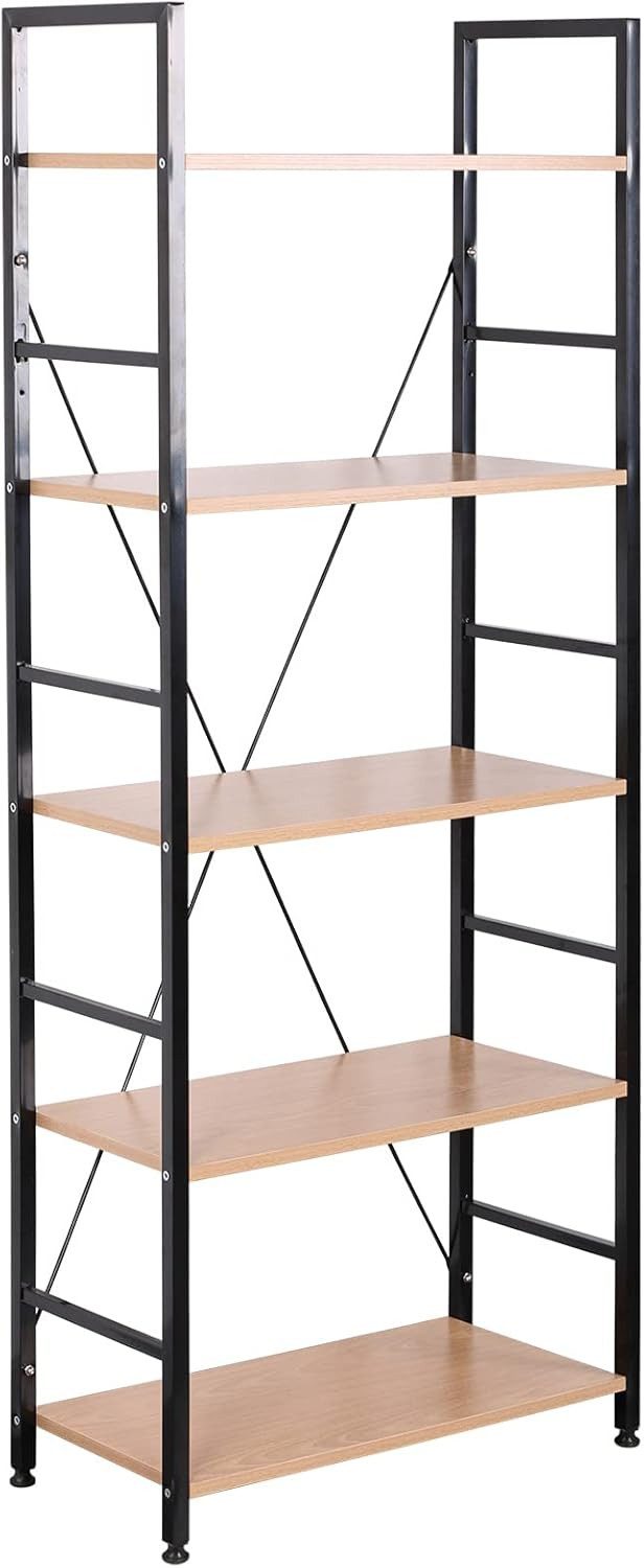 Woltu Standregal, 1-tlg., Badregal Küchenregal Lagerregal Bücherregal Leiterregal 5 Ablage