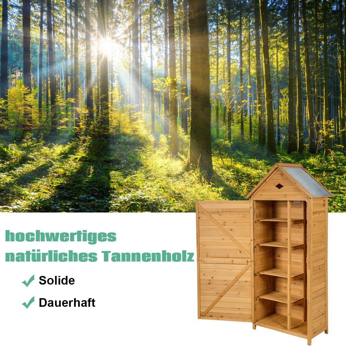 COSTWAY Gerätehaus, BxT: 45,00x80,00 cm, Gartenhaus wetterfest, Tannenholz günstig online kaufen