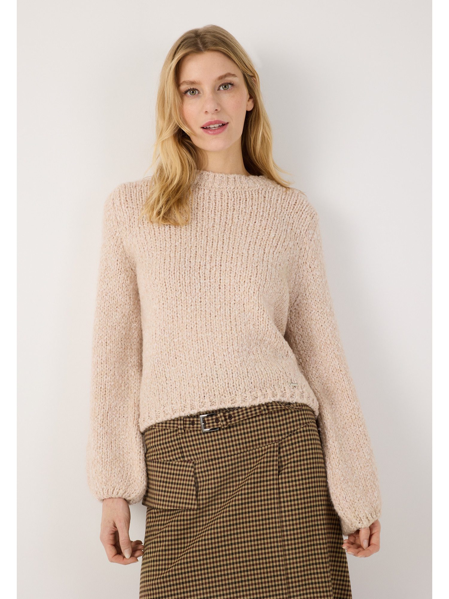 MORE&MORE Rundhalspullover kuscheliger Grobstrickpullover