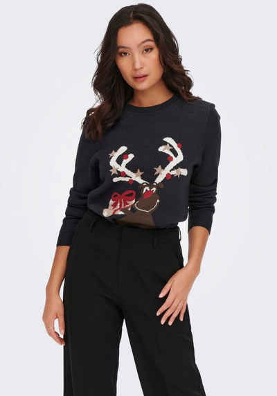 ONLY Weihnachtspullover ONLXMAS HAPPY L/S PULLOVER BOX KNT