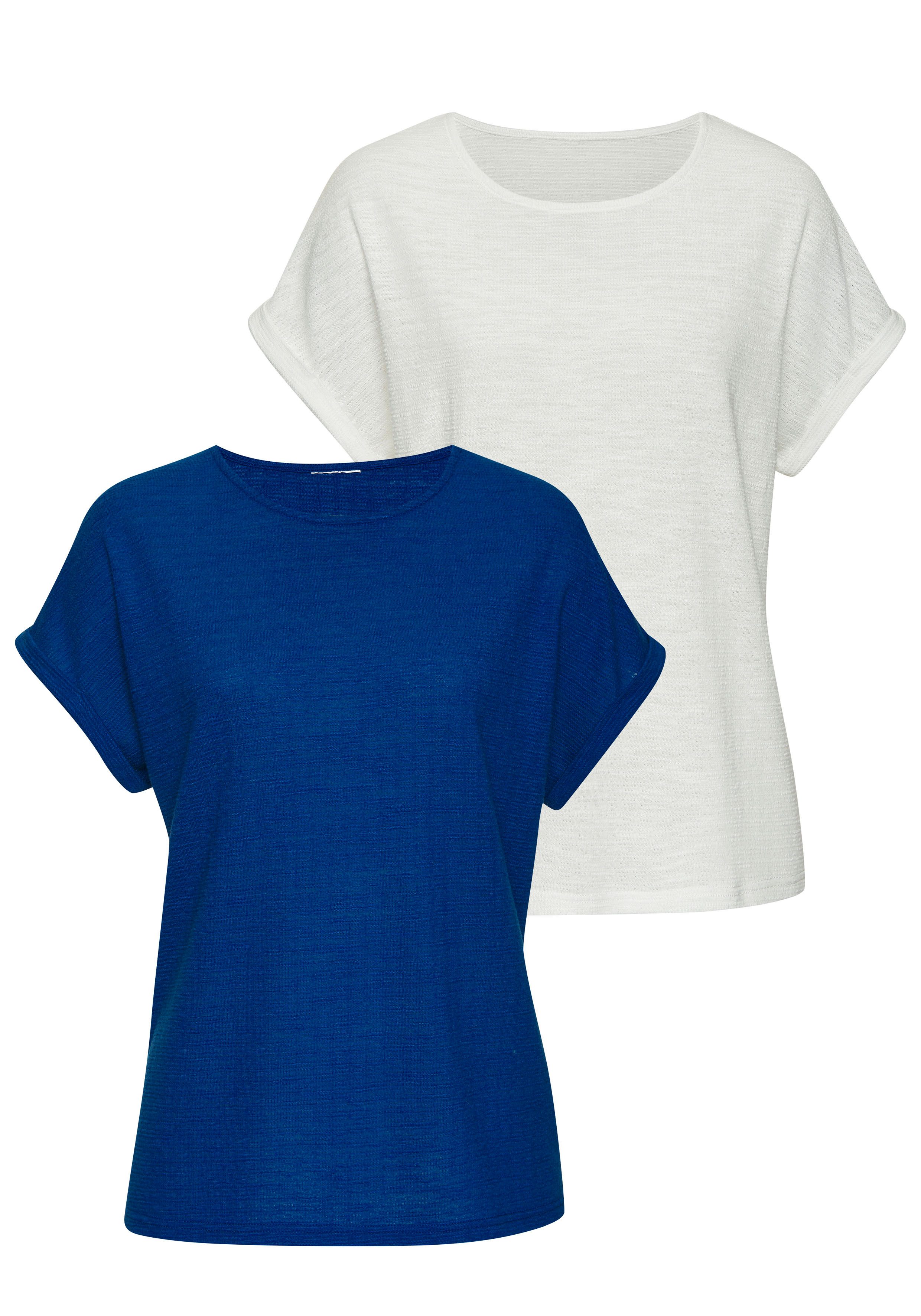 Vivance T-Shirt aus bügelfreiem Strukturstrick (2er-Pack) günstig online kaufen