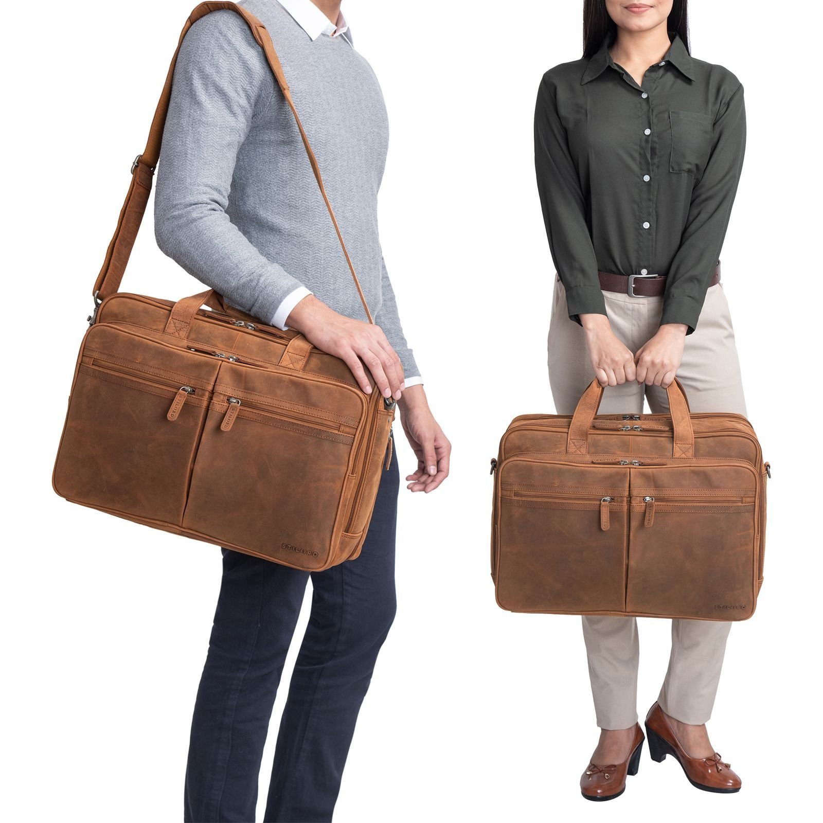 STILORD Laptoptasche "Gigantus" XXL Aktentasche Leder günstig online kaufen