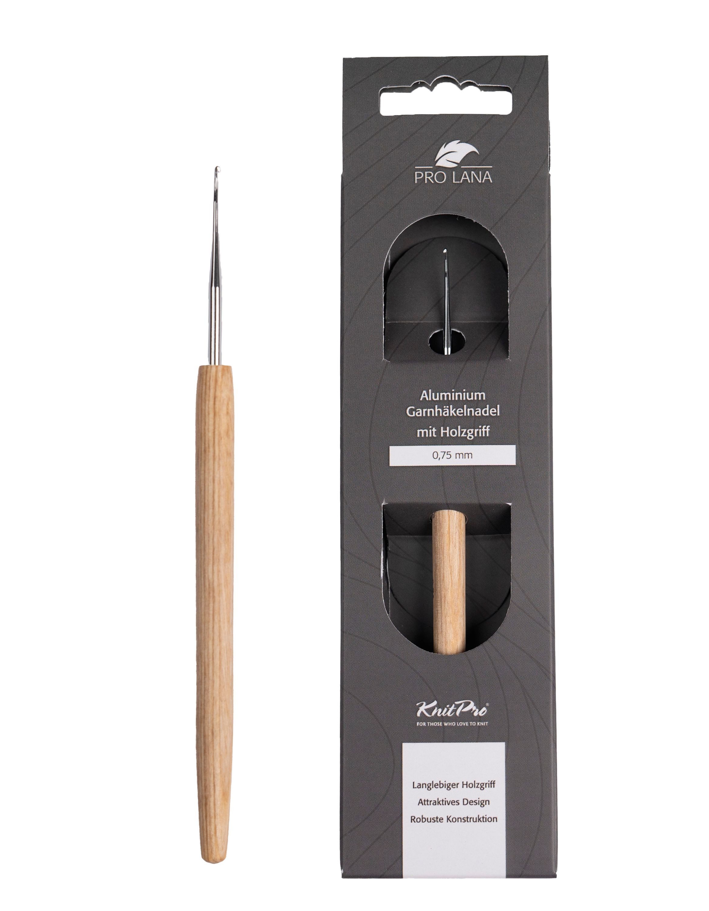 KnitPro Häkelnadeln KnitPro NATURAL Aluminium Häkelnadel, Garnhäkelnadel mit Holzgriff, Birkenholzgriff, Aluminium, 0,5-12 mm