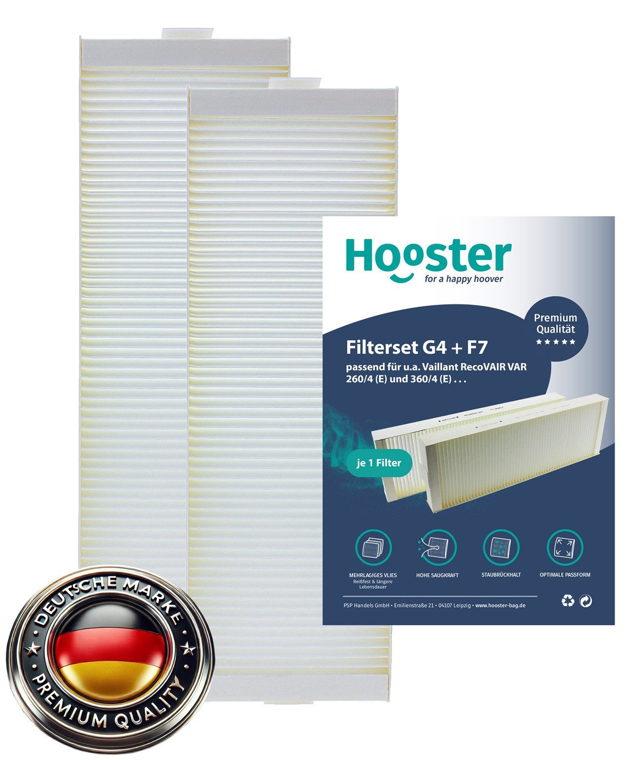 Hooster Luftfilter Vaillant RecoVAIR VAR 260/4 (E) und 360/4 (E), 1 Filter SET G4 + F7
