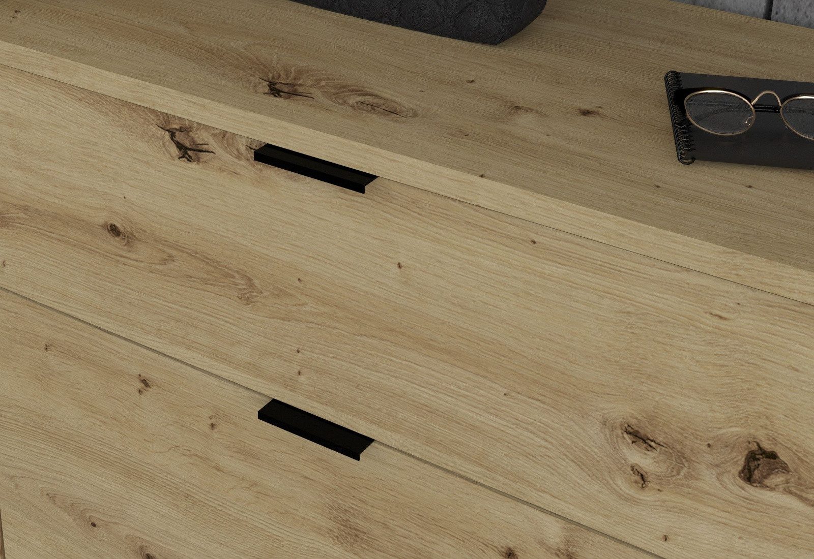 Inn.Furn Schuhschrank Line-Up (Kommode in Eiche Artisan, 1-türig) mit flexibler Inneneinteilung