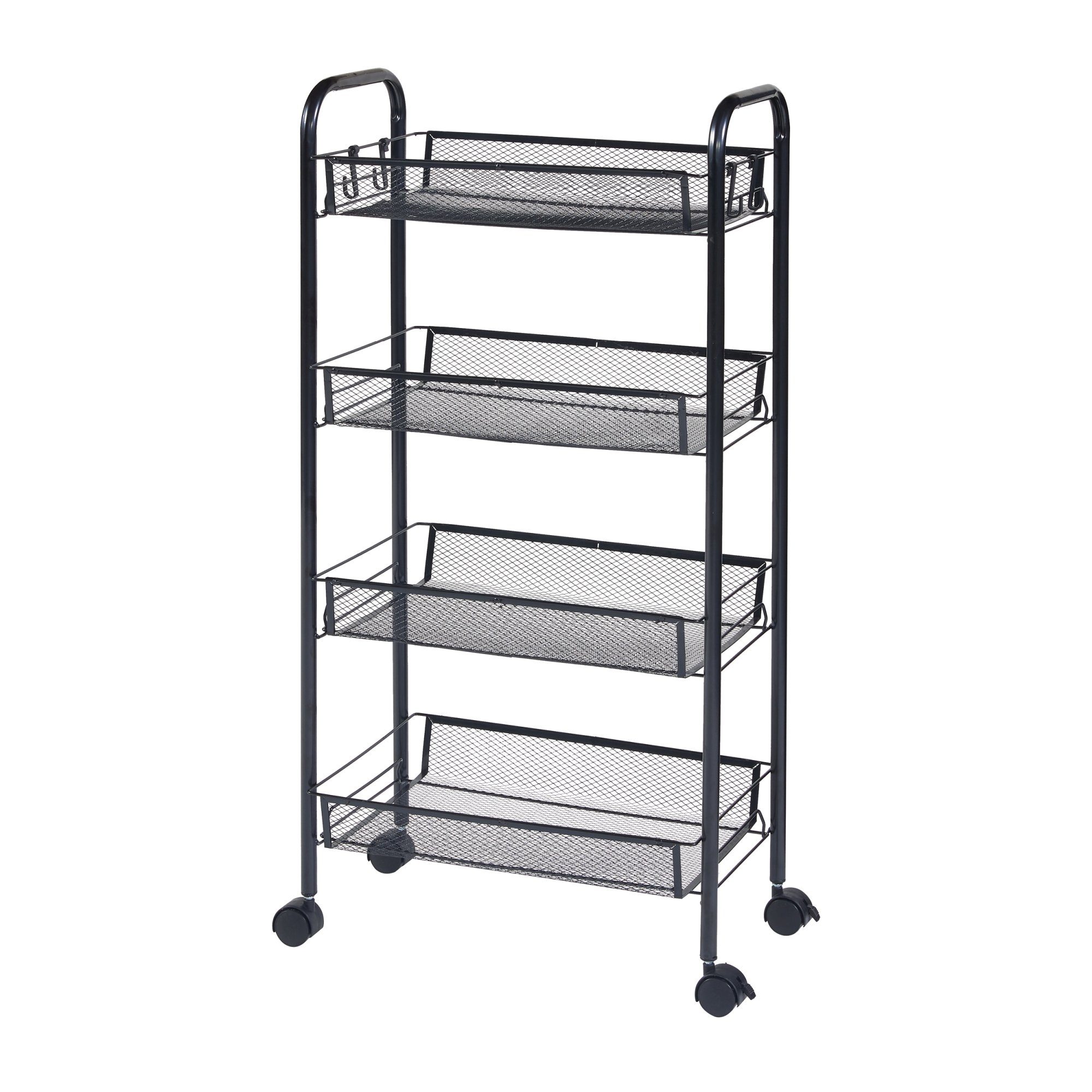 en.casa Rollwagen, »Tromsø« Servierwagen 4 Ablagekörbe 83x44x26cm Schwarz