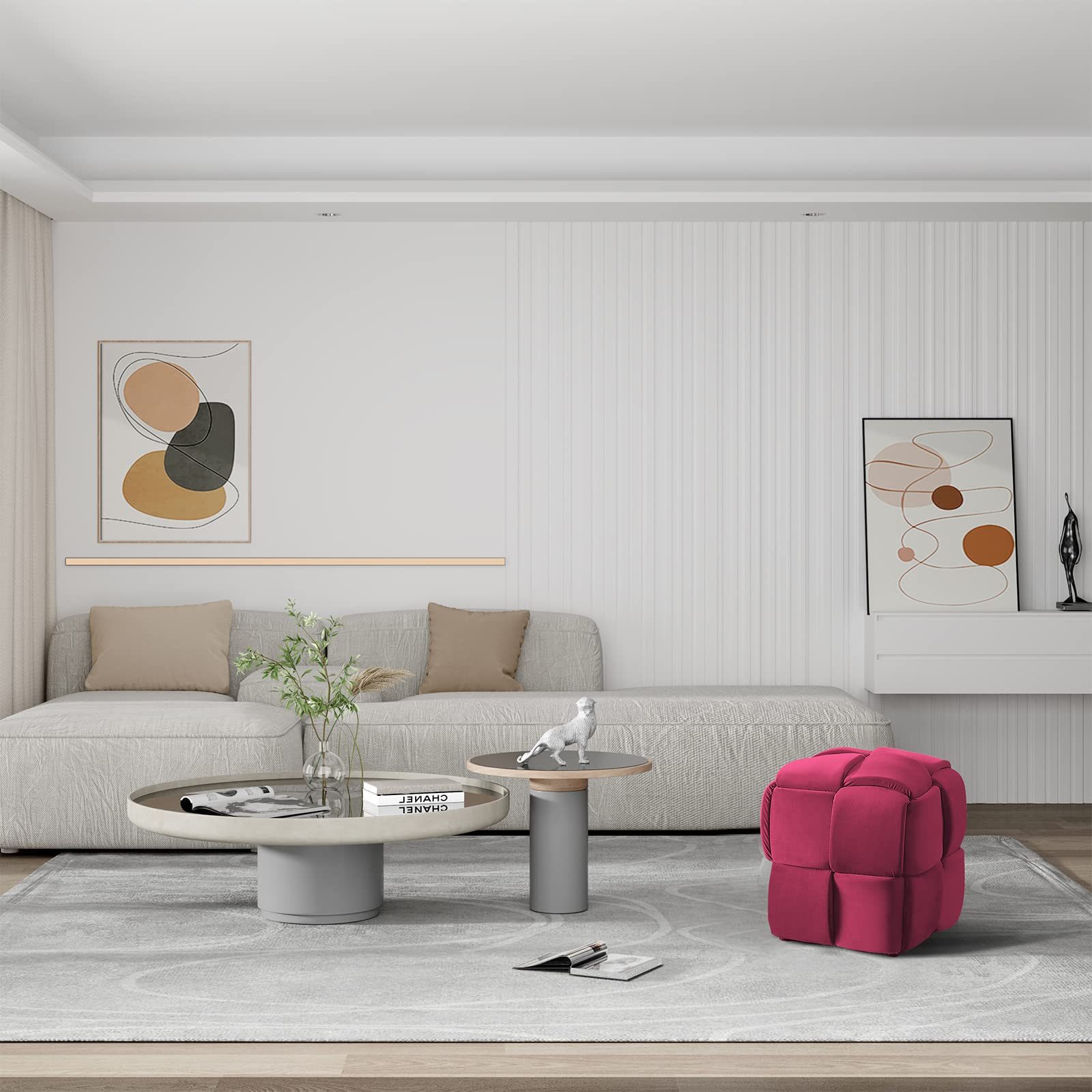 Vesgantti Sitzhocker Fußhoker aus Samt Moderne Sitztruhe für Wohnzimmer, Schlafzimmer