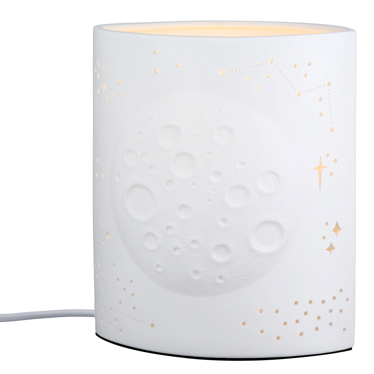 GILDE Tischleuchte MOON Tischleuchte - weiß - Porzellan - Höhe 20cm x Breite 17cm - Lampe, Tischlampe - Schreibtischlampe - Nachttischlampe