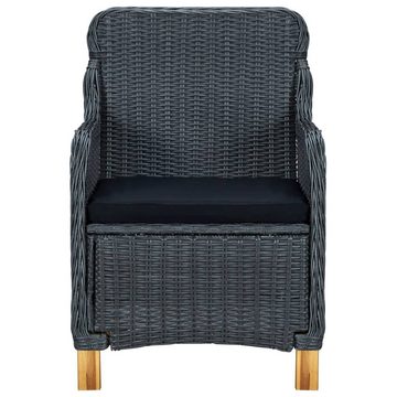 vidaXL Gartenlounge-Set 3-tlg. Garten-Lounge-Set mit Auflagen Poly Rattan Dunkelgrau, (3-tlg)