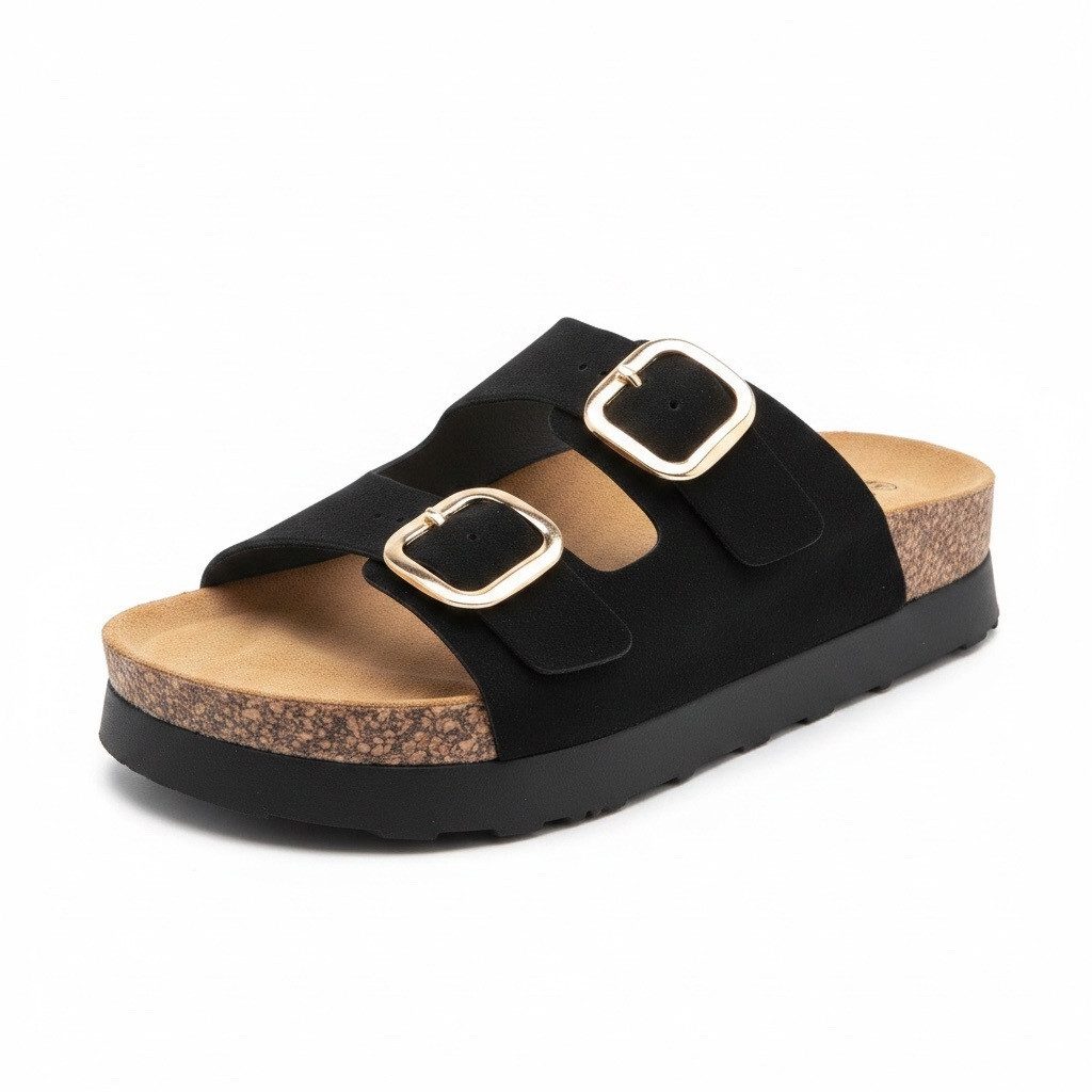 Pogolino TPW4 Plateausandaletten Damen Sandalen Plateau verstellbare Schnallen Riemchen Pantoletten