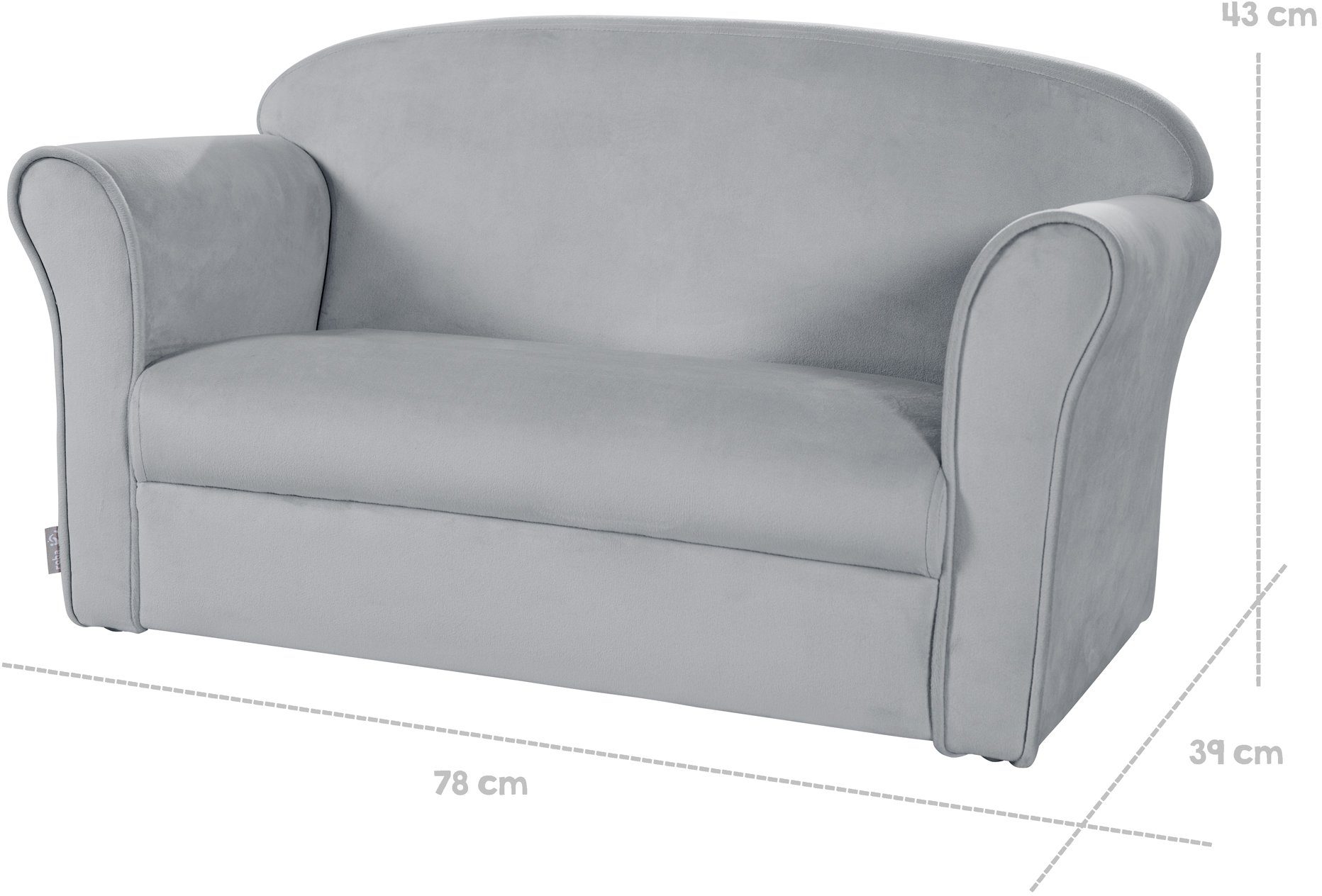 roba® Kindersofa Lil Sofa, mit Armlehne, Mit pfirsichweichem Samtstoff  bezogen