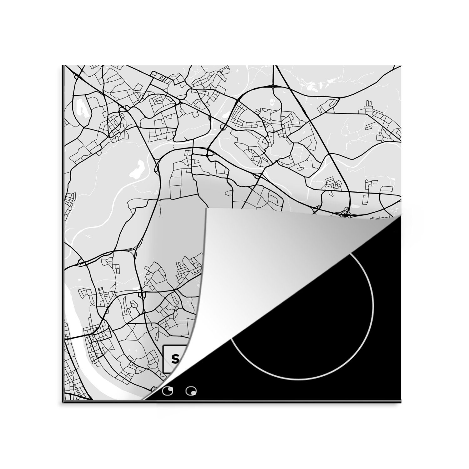 MuchoWow Herdblende-/Abdeckplatte Deutschland - Stadtplan - Sankt Augustin - Karte, Vinyl, (1 tlg), 78x78 cm, Ceranfeldabdeckung, Arbeitsplatte für küche | Herdabdeckplatten