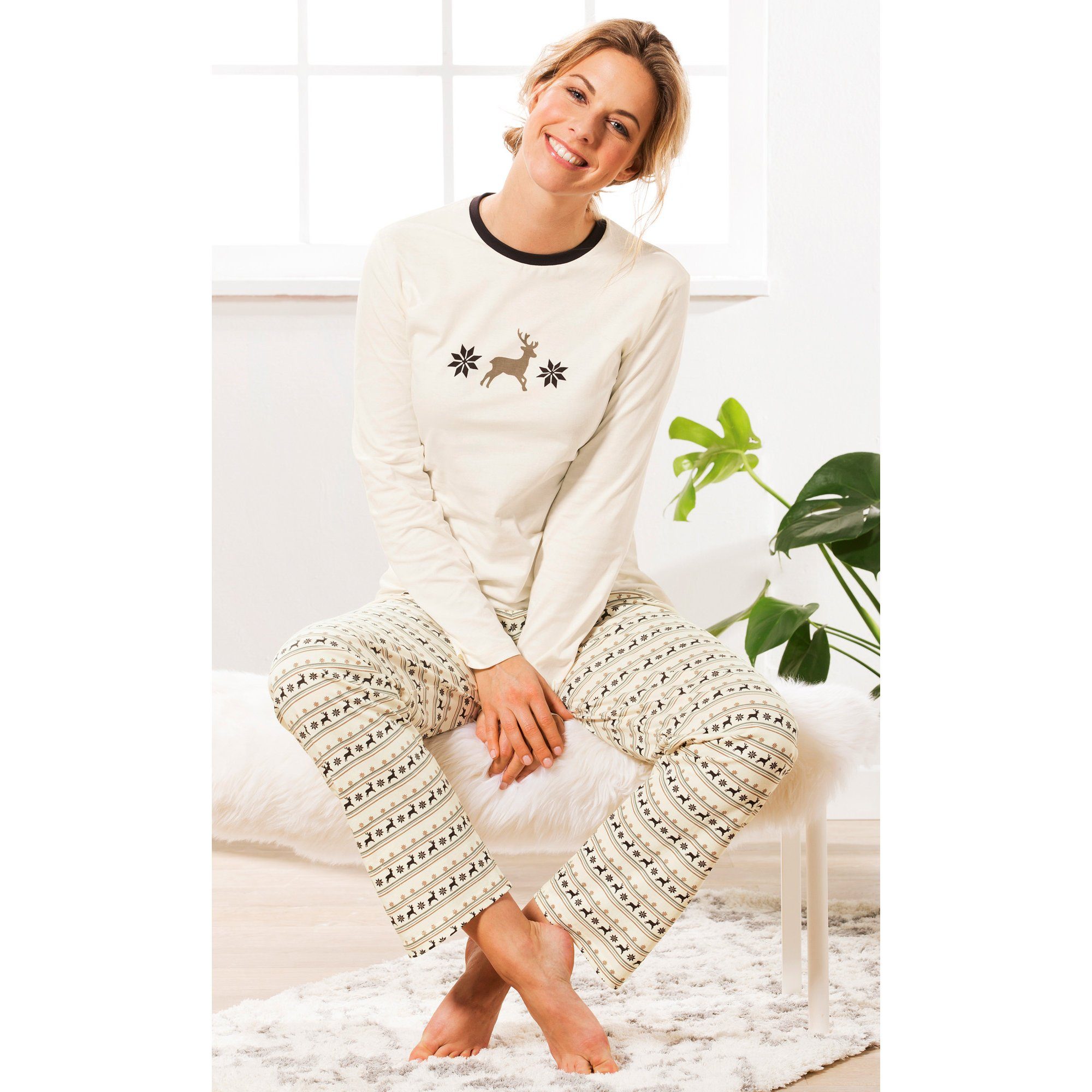 REDBEST Pyjama Damen-Schlafanzug Single-Jersey gemustert