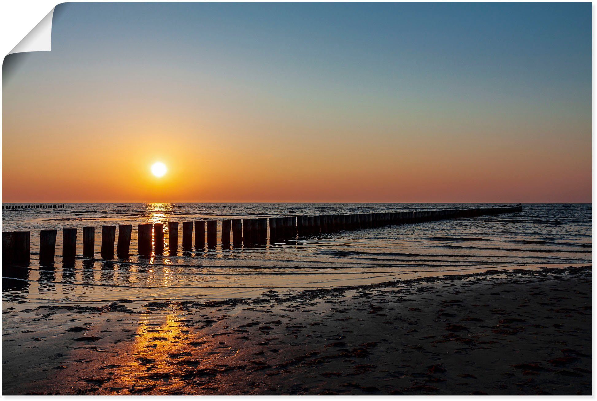 versch. oder als vom Sonnenuntergang Wandaufkleber Insel -aufgang Poster Alubild, Wandbild in an & Ostsee Poel, Bilder Größen St), (1 Artland Sonnenuntergang Leinwandbild,