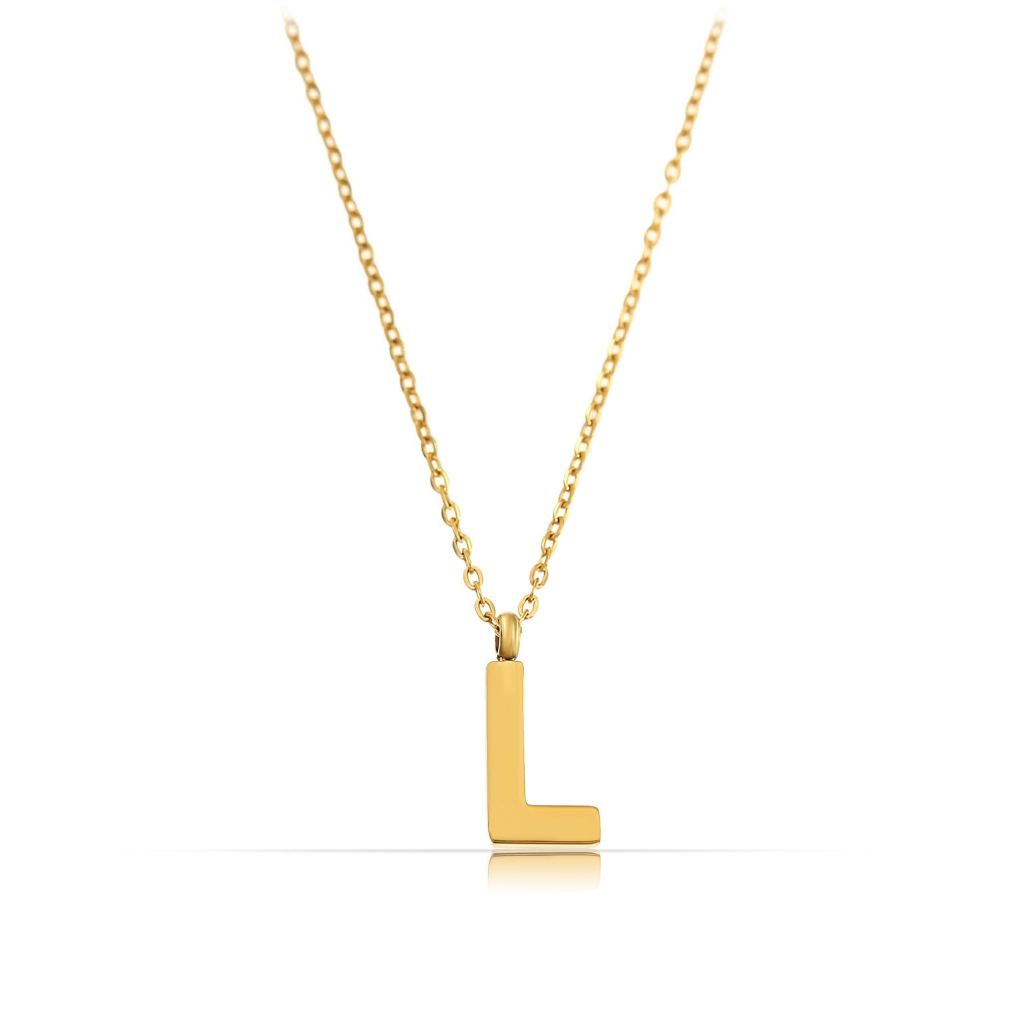 Made by Nami Kette mit Anhänger Edelstahlkette mit Buchstaben Anhänger Gold günstig online kaufen