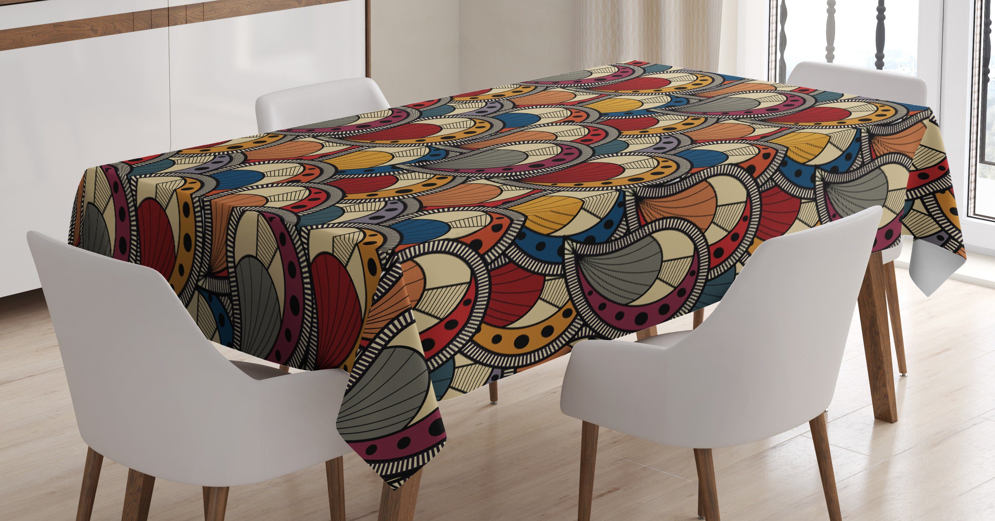 Abakuhaus Waschbar afrikanisch Farben, Paisley geeignet den Farbfest Motive Bereich Für Außen Klare Tischdecke Abstrakte
